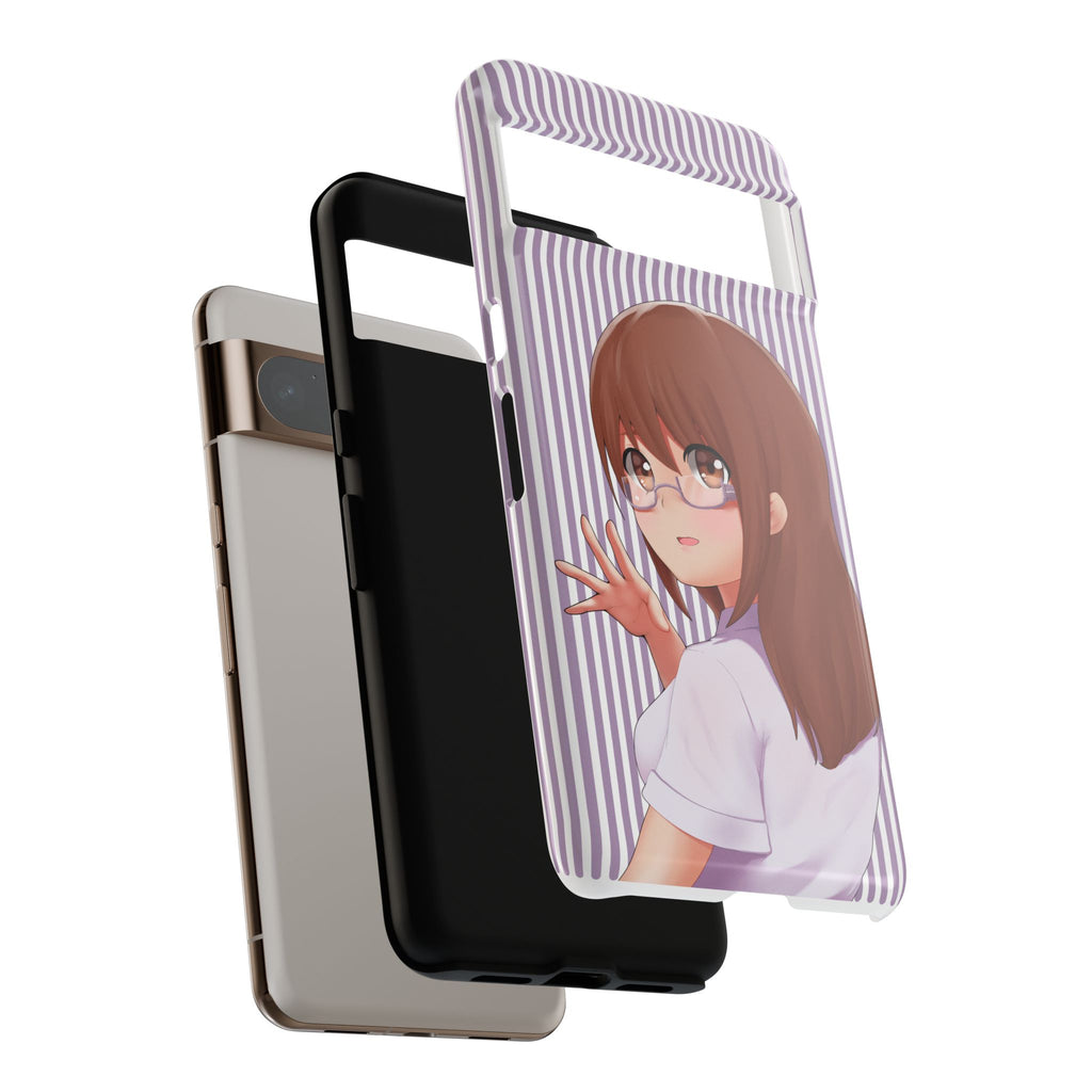 Galentines Day Striped lines mobile case, Glasses Anime Girl Stripe Iphone case | Tough Cases - Iphone, Samsung and Pixel Mobile cases