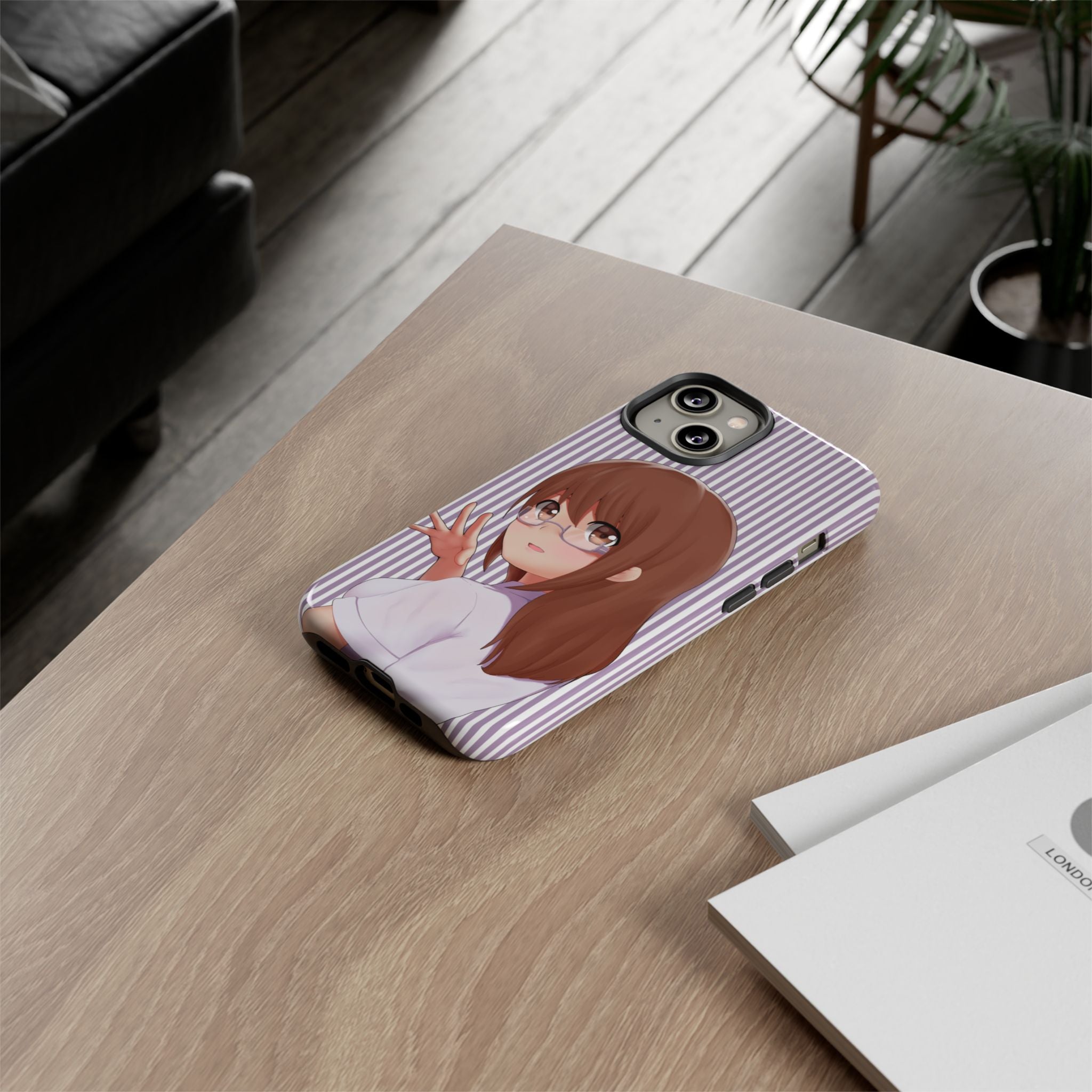 Galentines Day Striped lines mobile case, Glasses Anime Girl Stripe Iphone case | Tough Cases - Iphone, Samsung and Pixel Mobile cases