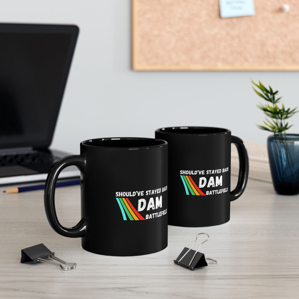 Shouldve Stayed Back Dam Battlefield Mug, Funny Gamer Coffee Mug 11oz 15oz, Arc Raider's Inspired Mug, Retro Rainbow Gaming Gift for Brother