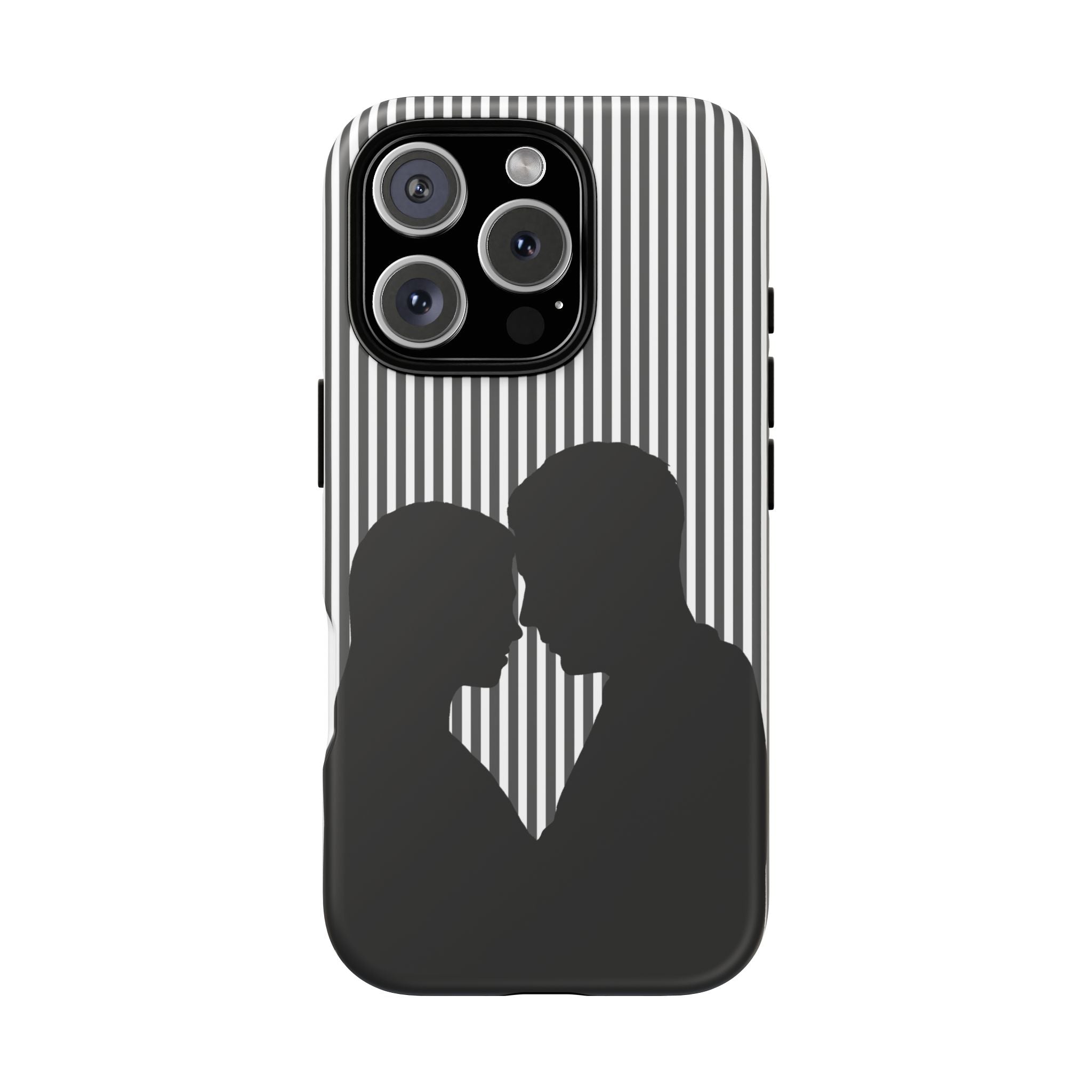Silhouette Couple Phone Case | Galentines Day Striped Black and white phone case, Stripe Iphone case - Iphone, Samsung and Pixel Mobile case