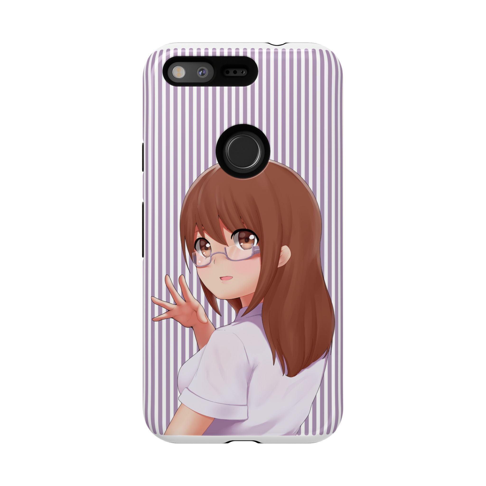 Galentines Day Striped lines mobile case, Glasses Anime Girl Stripe Iphone case | Tough Cases - Iphone, Samsung and Pixel Mobile cases