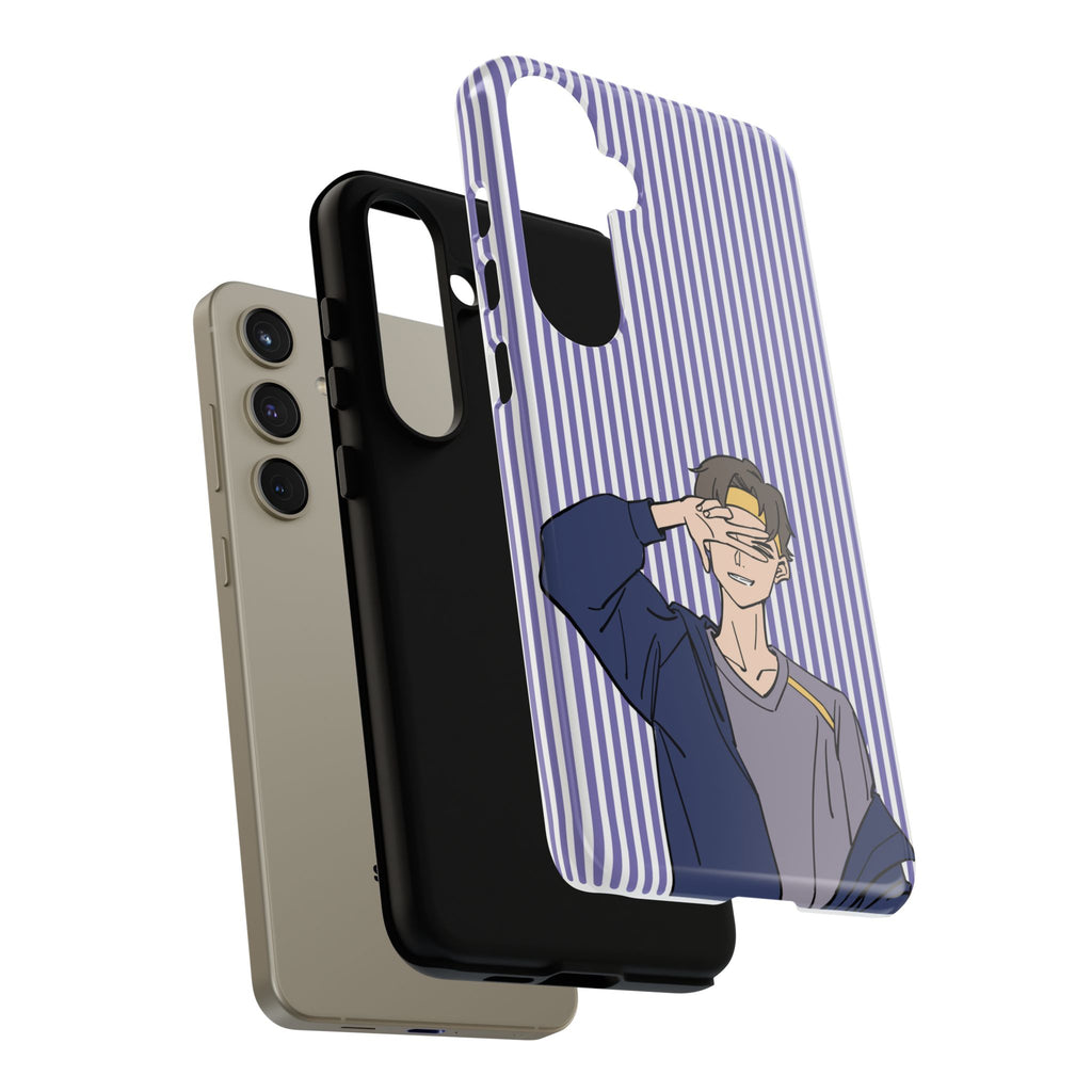 Casual Anime Guy Phone Case | Valentines Day Striped Lines phone case, Purple Stripe Iphone case - Iphone, Samsung and Pixel Mobile cases