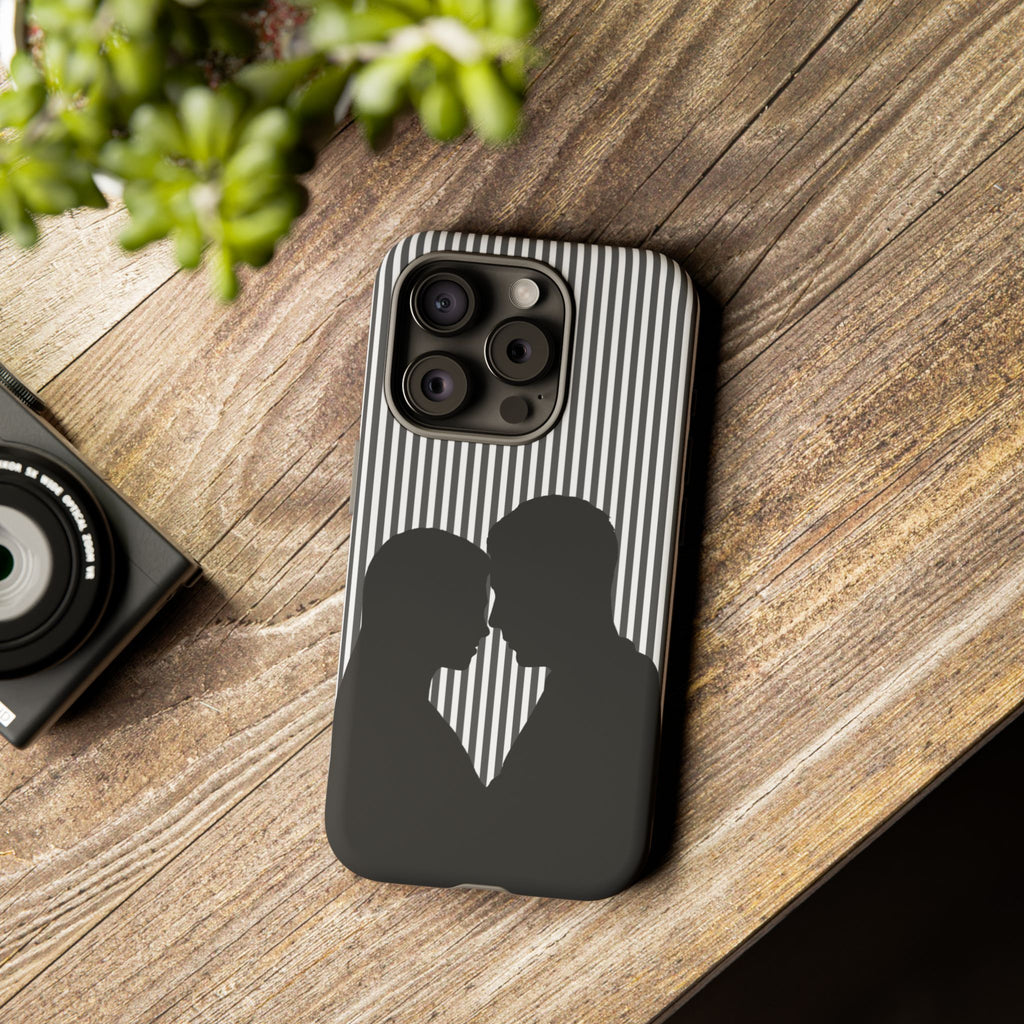 Silhouette Couple Phone Case | Galentines Day Striped Black and white phone case, Stripe Iphone case - Iphone, Samsung and Pixel Mobile case
