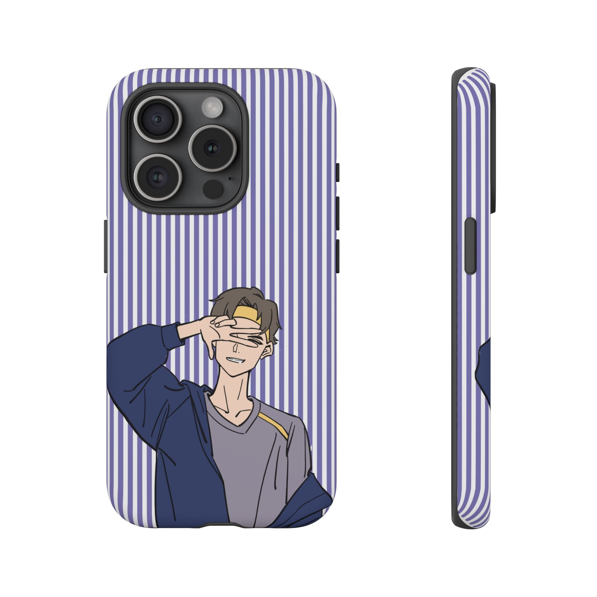 Casual Anime Guy Phone Case | Valentines Day Striped Lines phone case, Purple Stripe Iphone case - Iphone, Samsung and Pixel Mobile cases