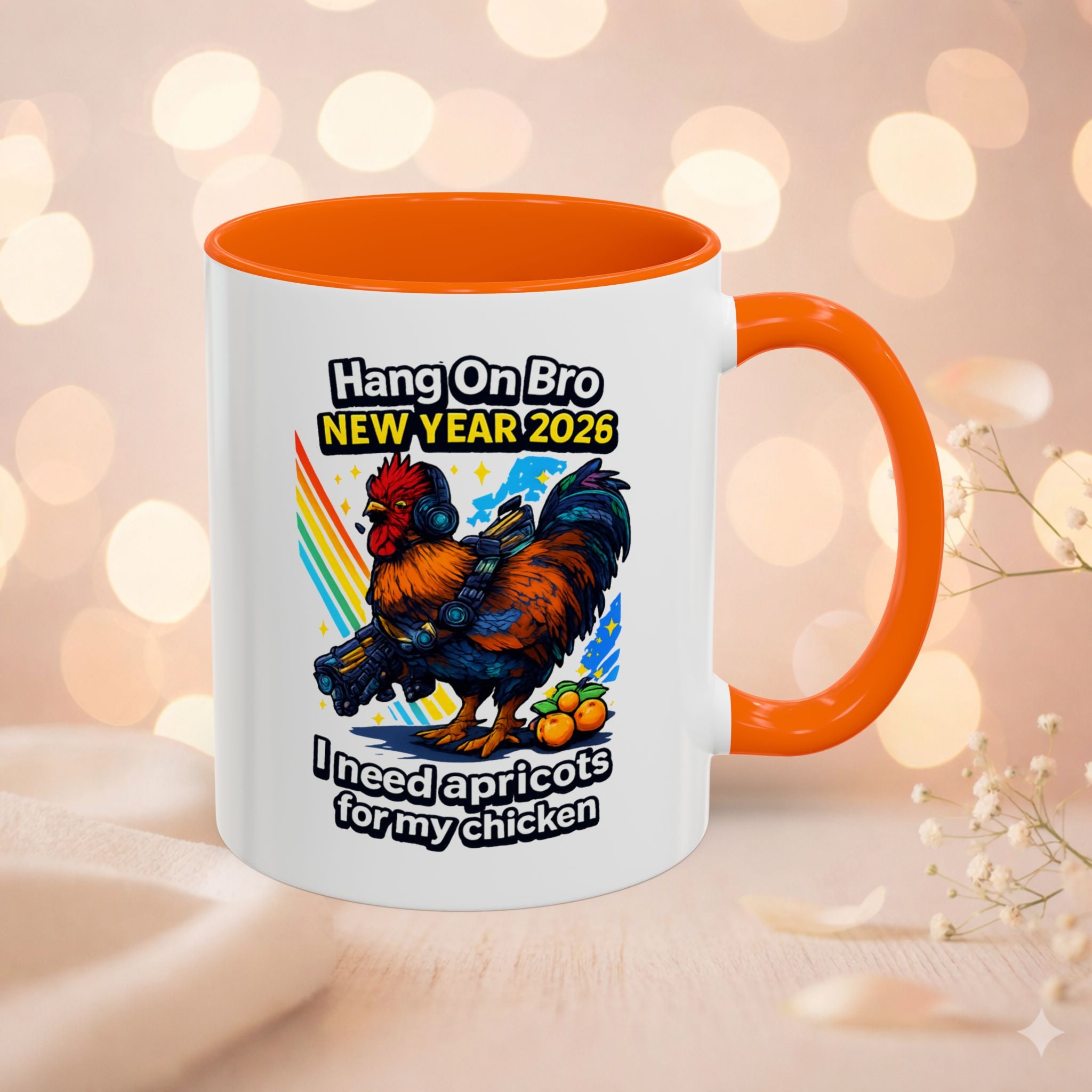 Hang On Bro 2026 Apricots Mug, Funny Rooster Gamer Coffee Mug 15oz Accent Cup, Arc Raiders Inspired Gift for Brother