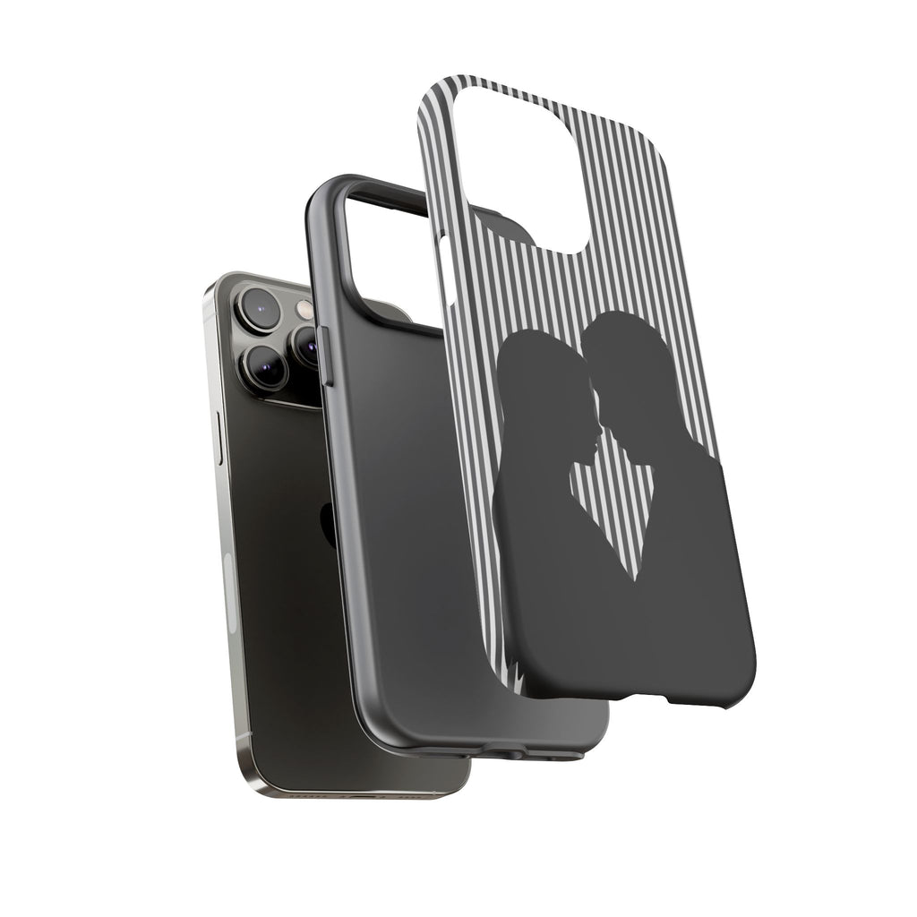 Silhouette Couple Phone Case | Galentines Day Striped Black and white phone case, Stripe Iphone case - Iphone, Samsung and Pixel Mobile case