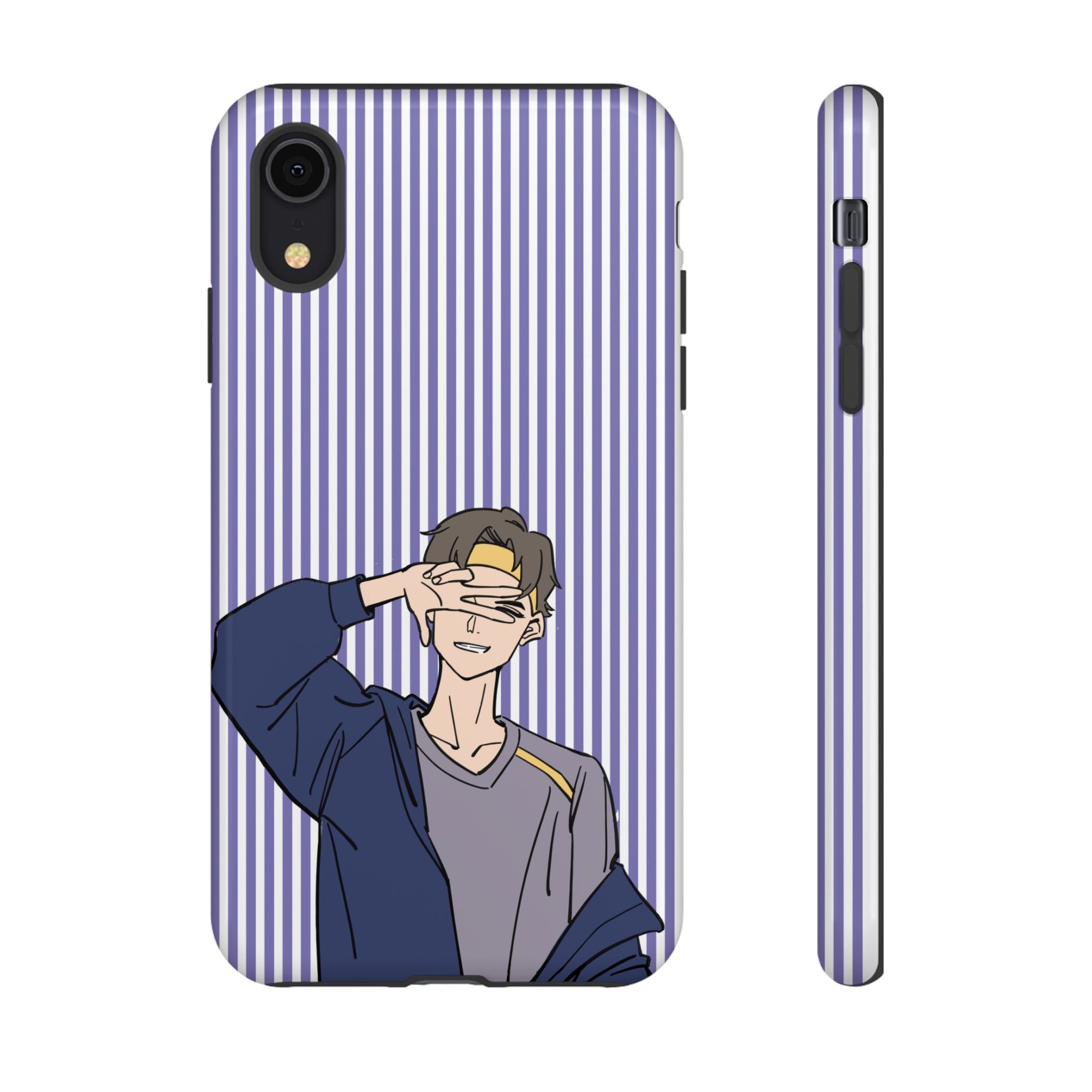 Casual Anime Guy Phone Case | Valentines Day Striped Lines phone case, Purple Stripe Iphone case - Iphone, Samsung and Pixel Mobile cases