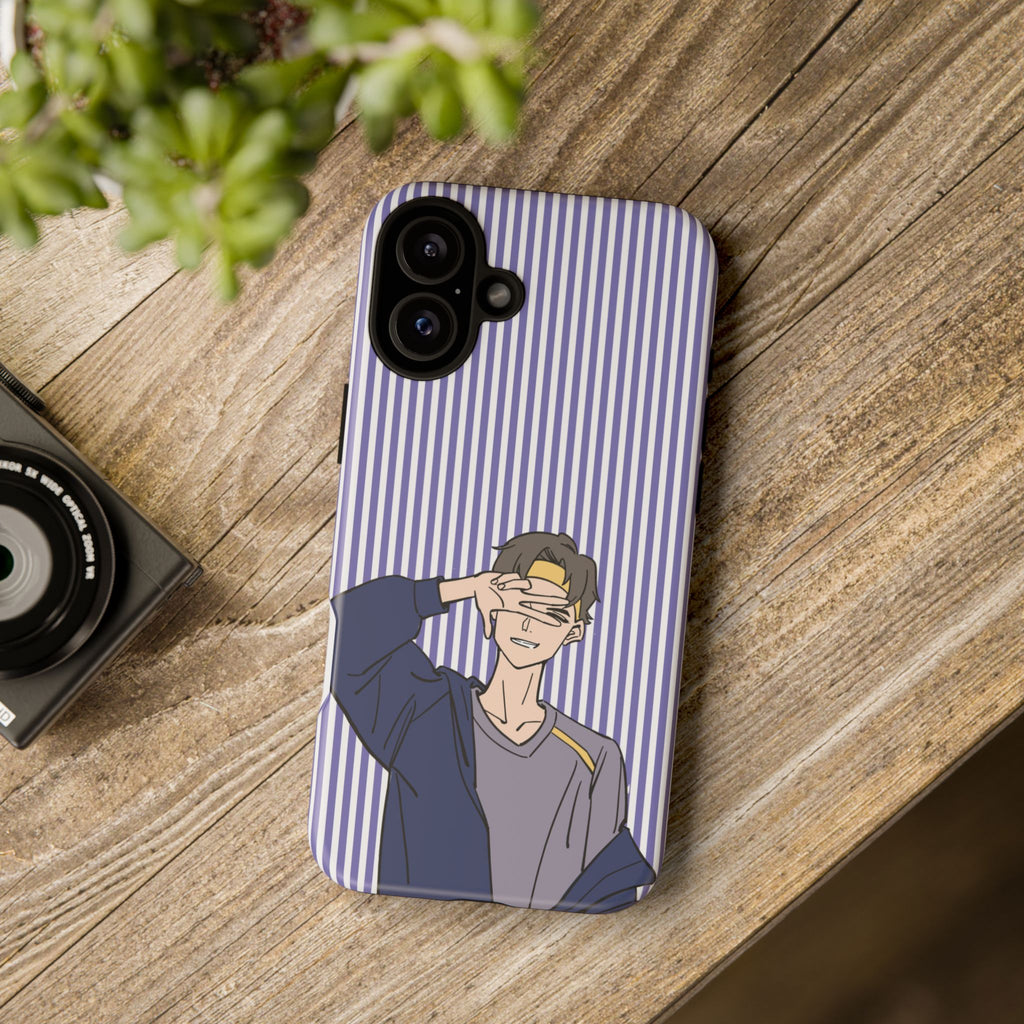 Casual Anime Guy Phone Case | Valentines Day Striped Lines phone case, Purple Stripe Iphone case - Iphone, Samsung and Pixel Mobile cases
