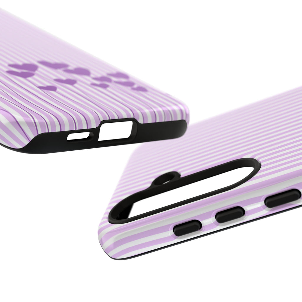 Galentines Day Striped hearts phone case, Purple Heart Floral Stripe Iphone case | Tough Cases - Iphone, Samsung and Pixel Mobile cases