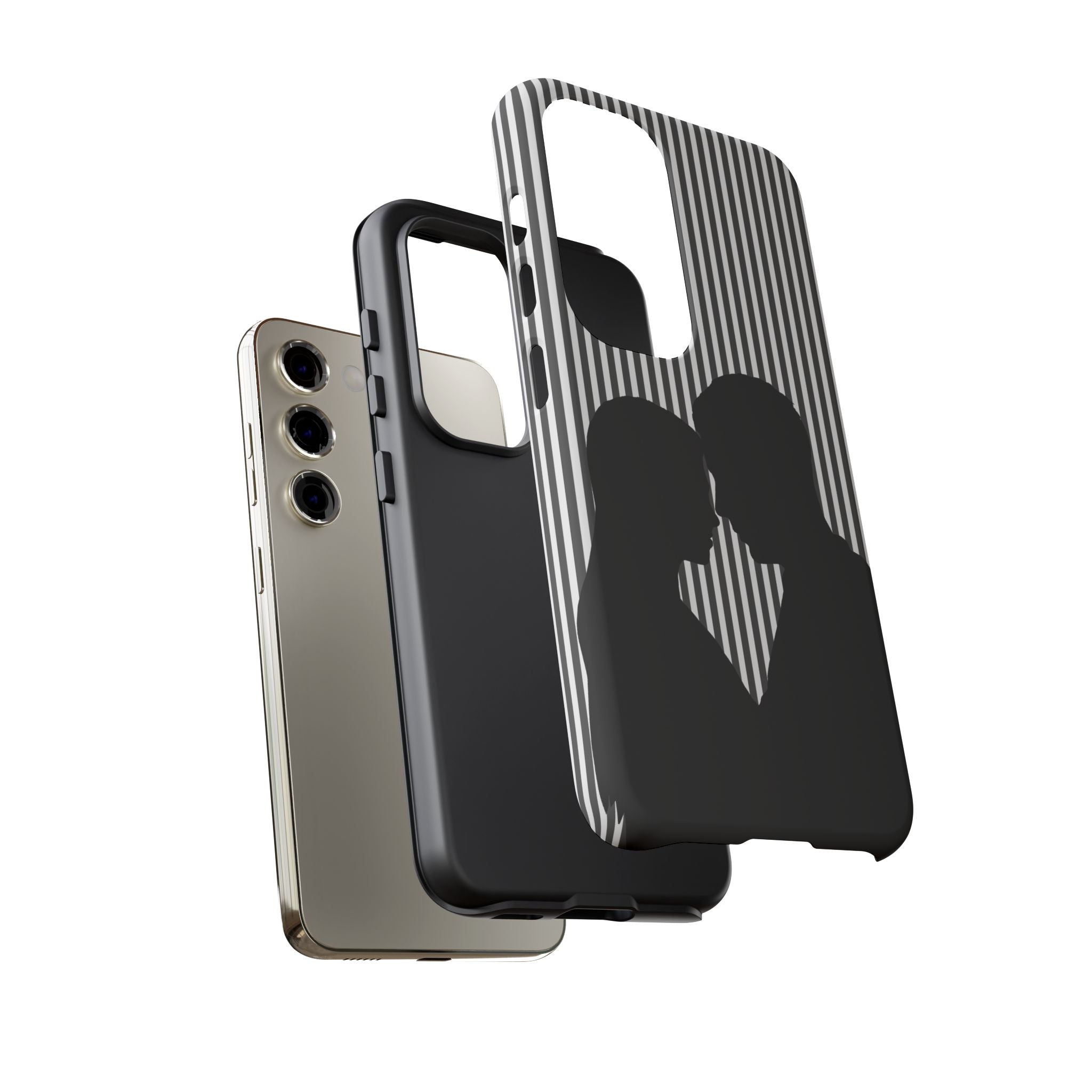 Silhouette Couple Phone Case | Galentines Day Striped Black and white phone case, Stripe Iphone case - Iphone, Samsung and Pixel Mobile case