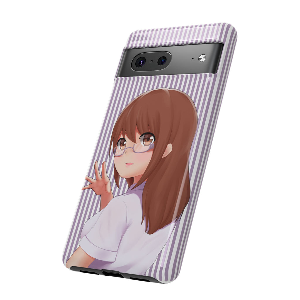 Galentines Day Striped lines mobile case, Glasses Anime Girl Stripe Iphone case | Tough Cases - Iphone, Samsung and Pixel Mobile cases