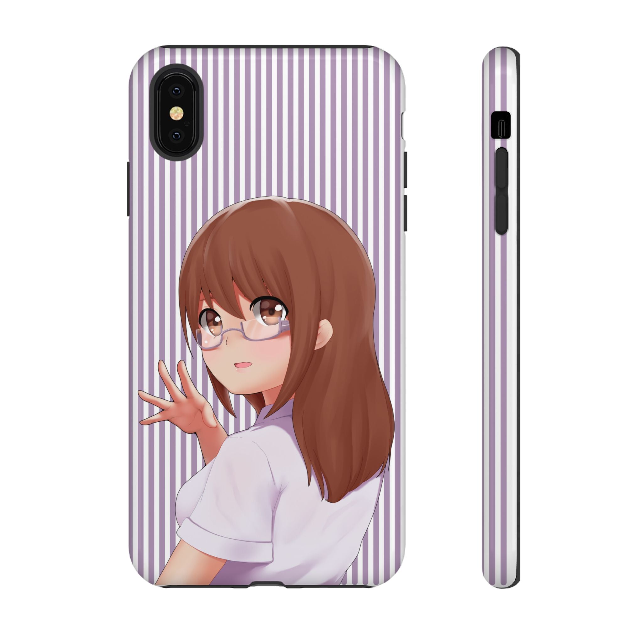 Galentines Day Striped lines mobile case, Glasses Anime Girl Stripe Iphone case | Tough Cases - Iphone, Samsung and Pixel Mobile cases