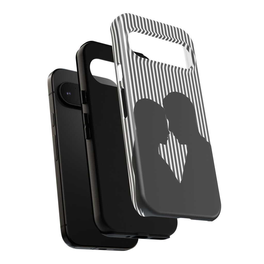 Silhouette Couple Phone Case | Galentines Day Striped Black and white phone case, Stripe Iphone case - Iphone, Samsung and Pixel Mobile case