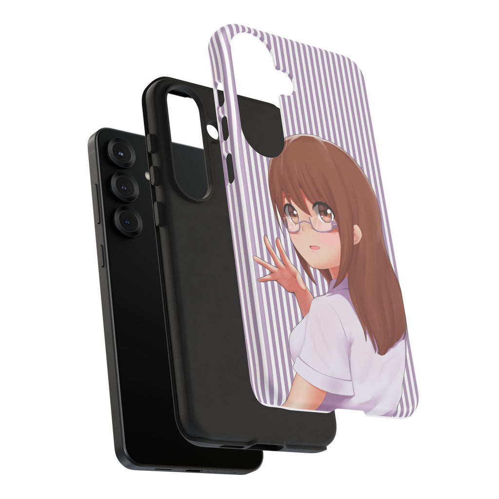 Galentines Day Striped lines mobile case, Glasses Anime Girl Stripe Iphone case | Tough Cases - Iphone, Samsung and Pixel Mobile cases