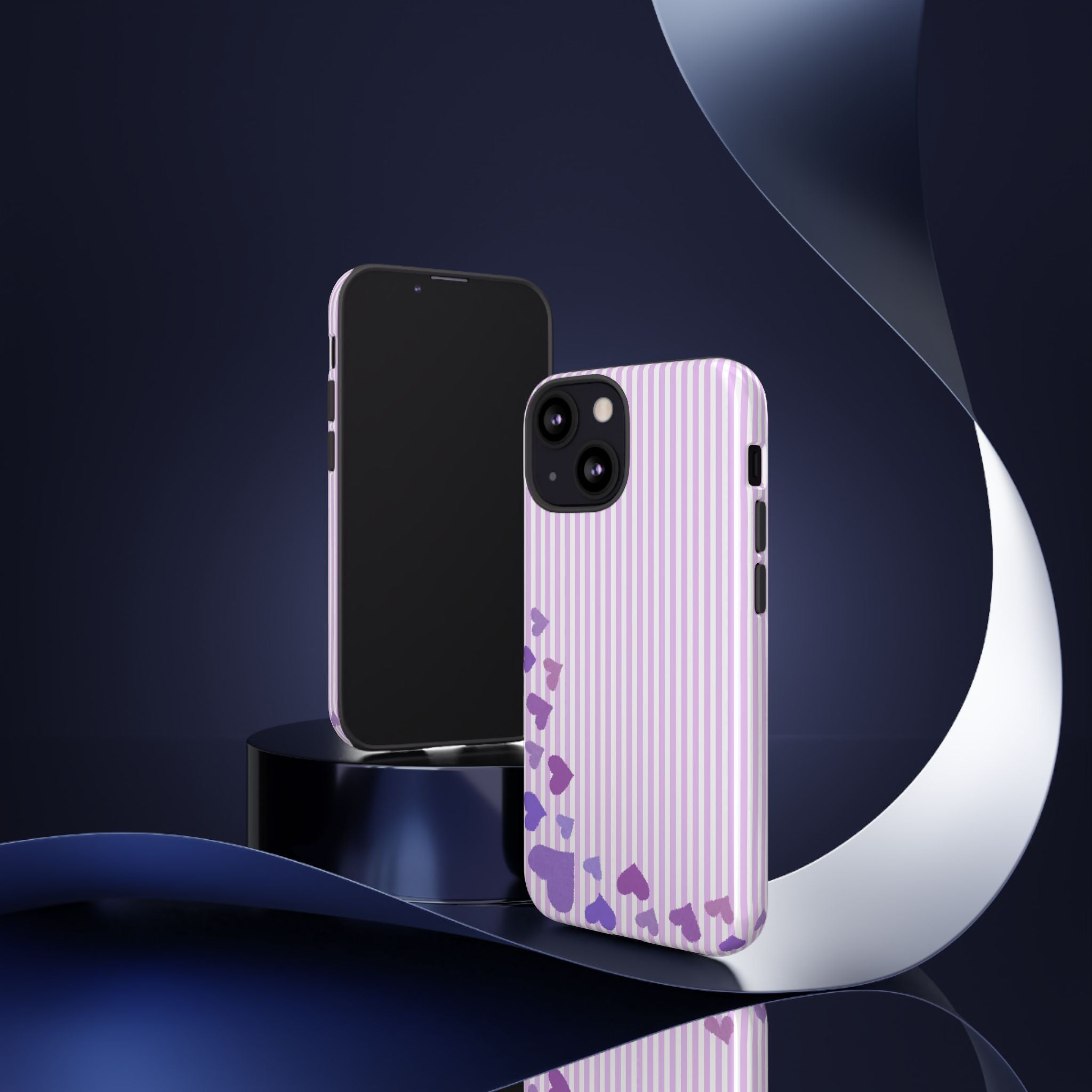 Valentines Day Striped hearts phone case, Purple Heart Floral Stripe Iphone case | Tough Cases - Iphone, Samsung and Pixel Mobile cases
