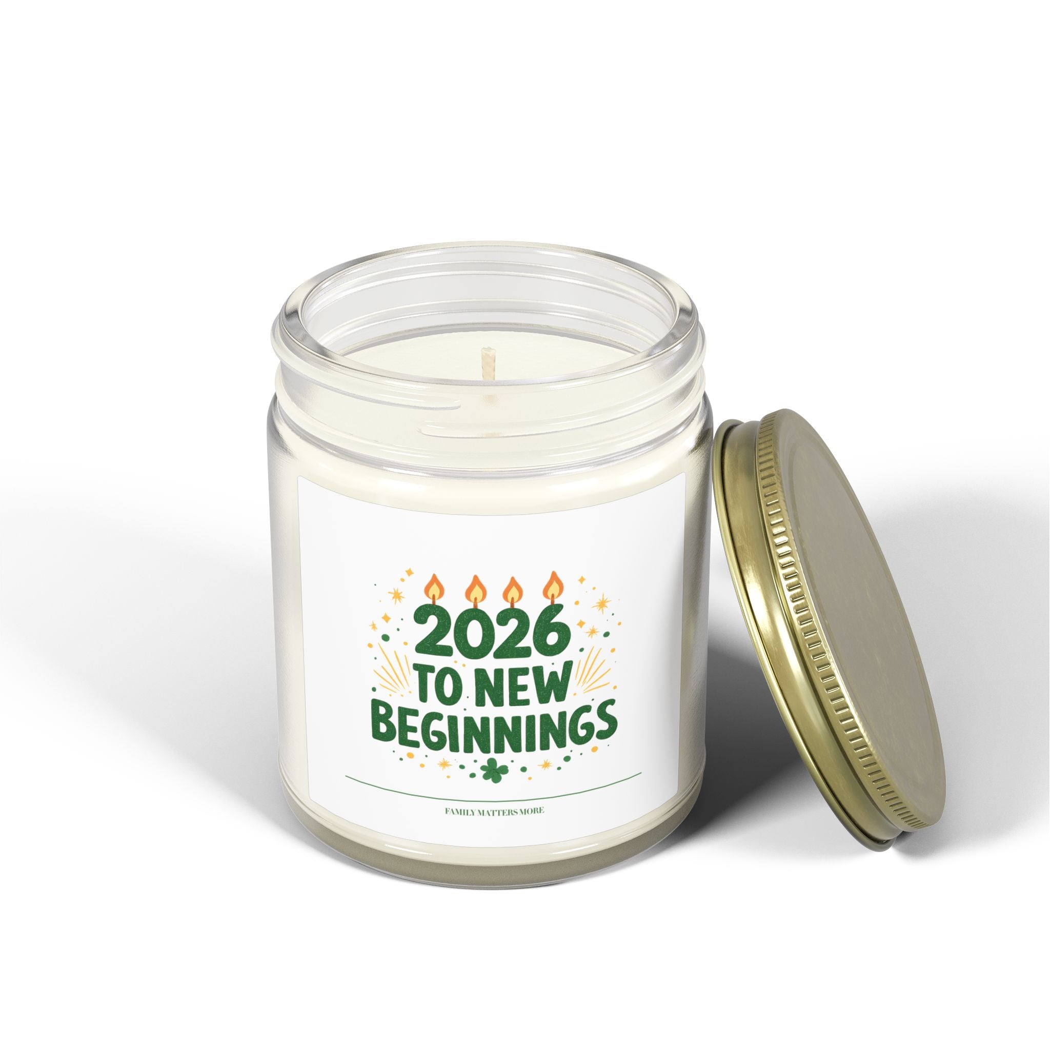 2026 New Beginnings Candle, Happy New Year Scented Soy Candle 4oz 9oz, Hand Poured Jar Candle, NYE Gift Idea