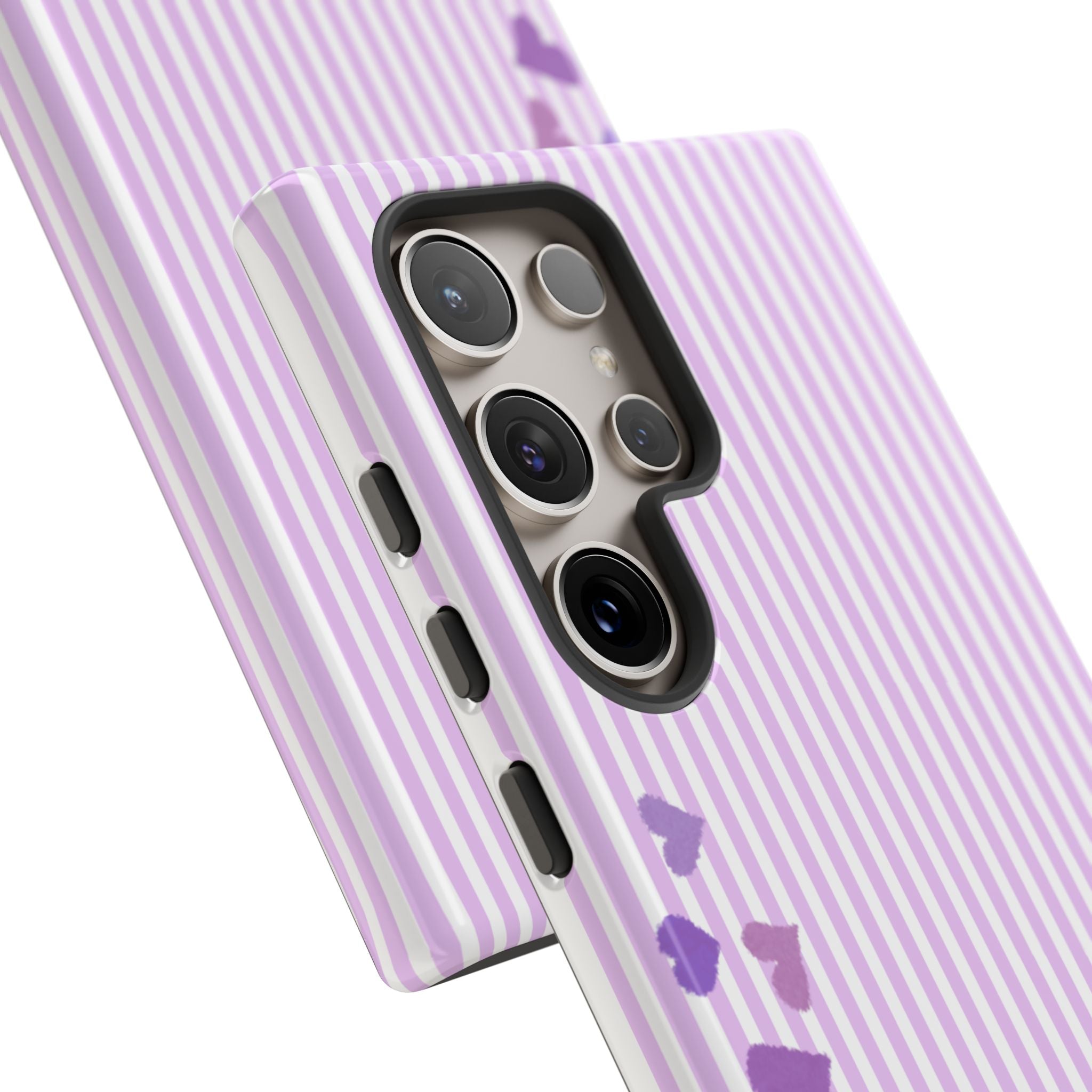 Valentines Day Striped hearts phone case, Purple Heart Floral Stripe Iphone case | Tough Cases - Iphone, Samsung and Pixel Mobile cases