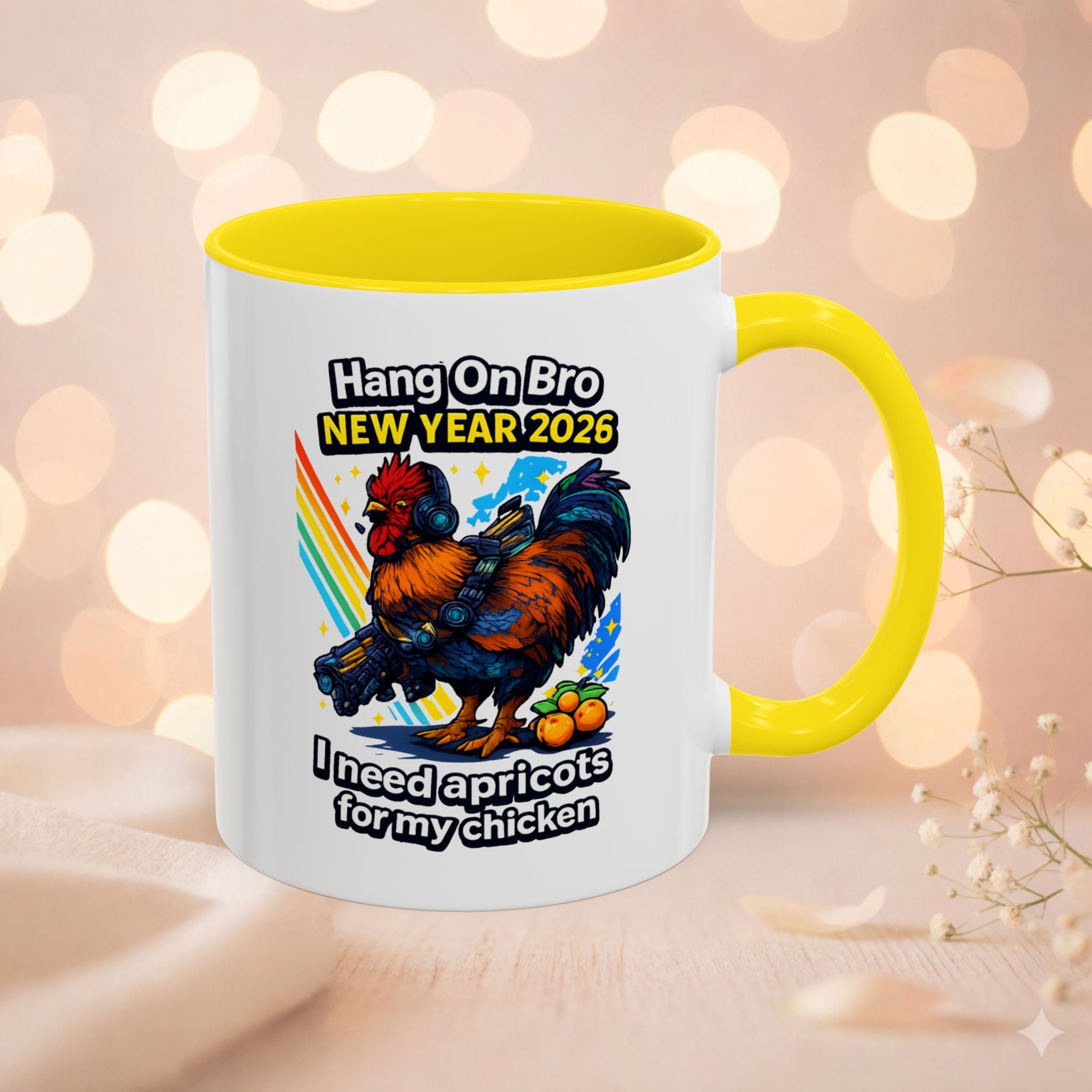 Hang On Bro 2026 Apricots Mug, Funny Rooster Gamer Coffee Mug 15oz Accent Cup, Arc Raiders Inspired Gift for Brother