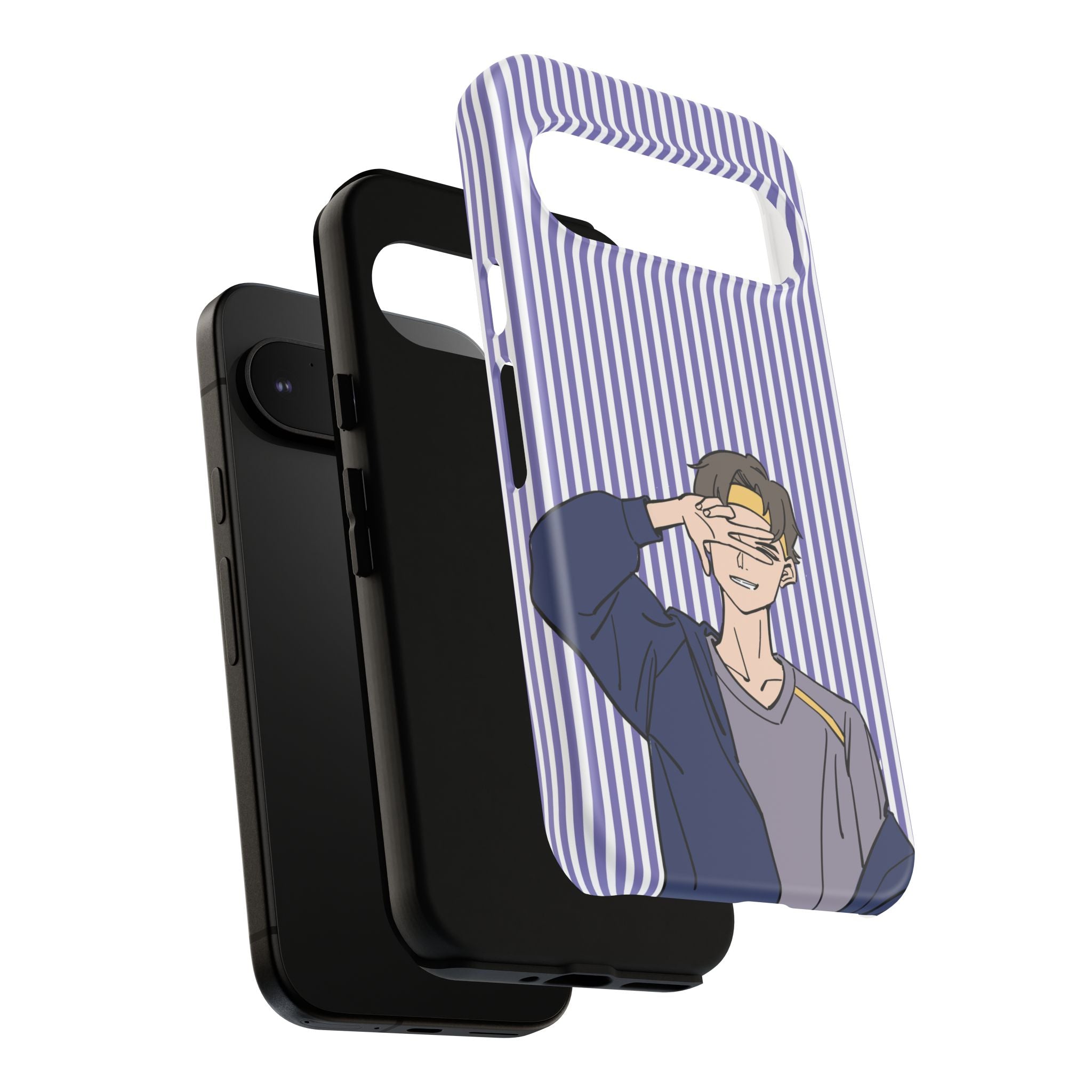 Casual Anime Guy Phone Case | Valentines Day Striped Lines phone case, Purple Stripe Iphone case - Iphone, Samsung and Pixel Mobile cases