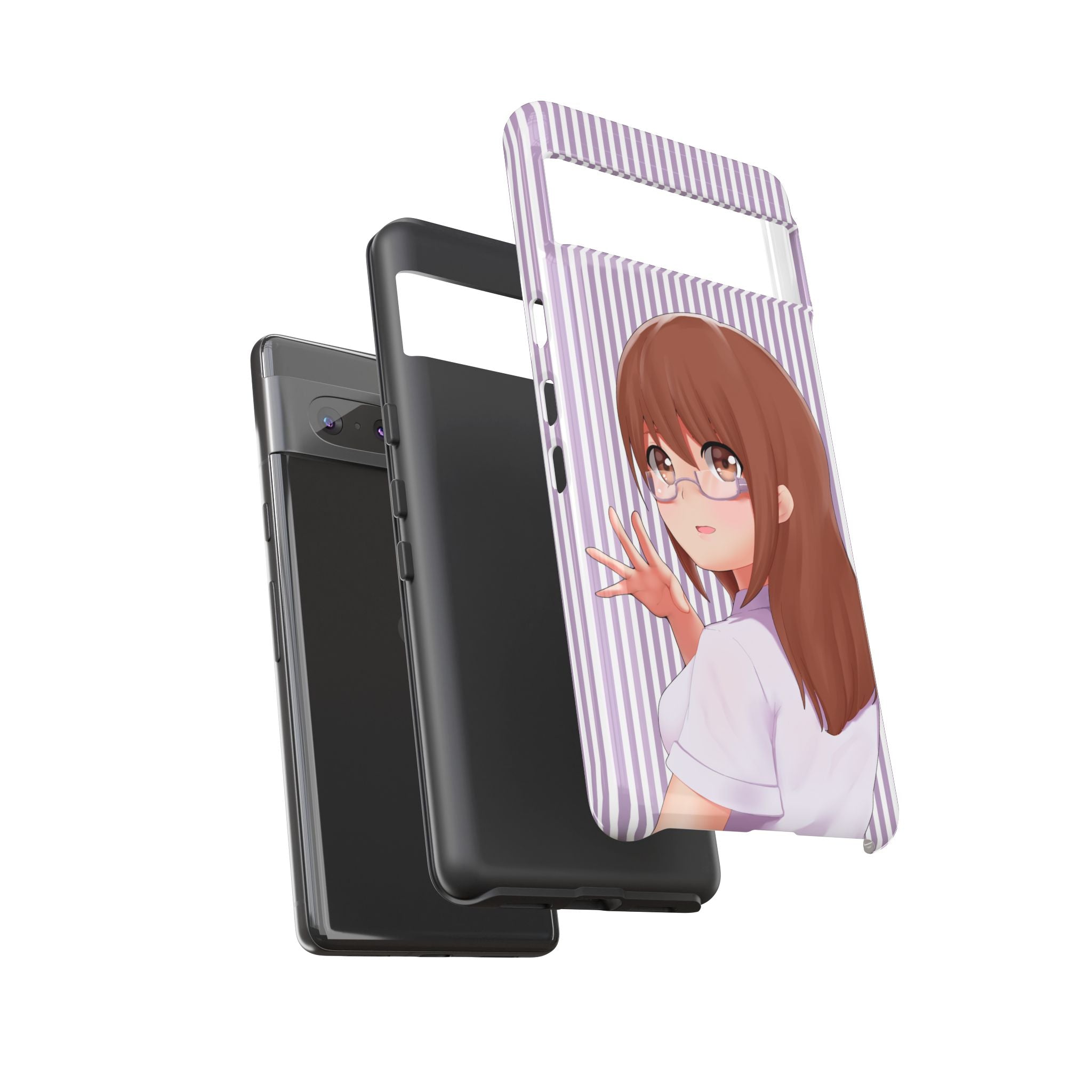 Galentines Day Striped lines mobile case, Glasses Anime Girl Stripe Iphone case | Tough Cases - Iphone, Samsung and Pixel Mobile cases
