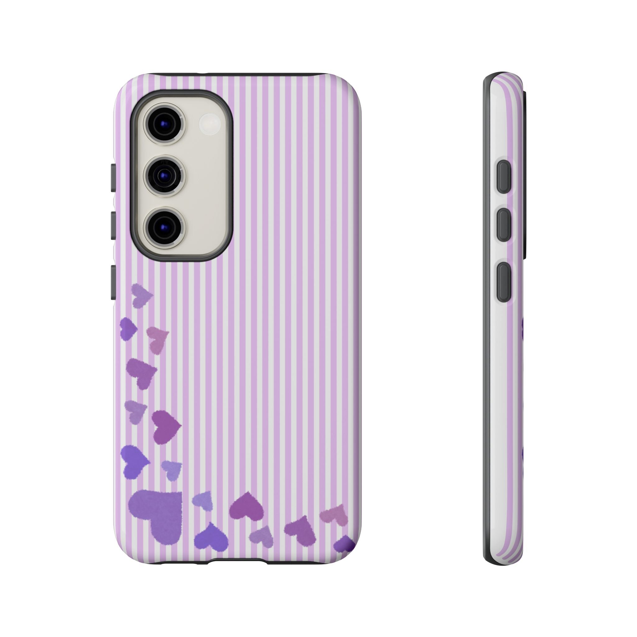 Valentines Day Striped hearts phone case, Purple Heart Floral Stripe Iphone case | Tough Cases - Iphone, Samsung and Pixel Mobile cases