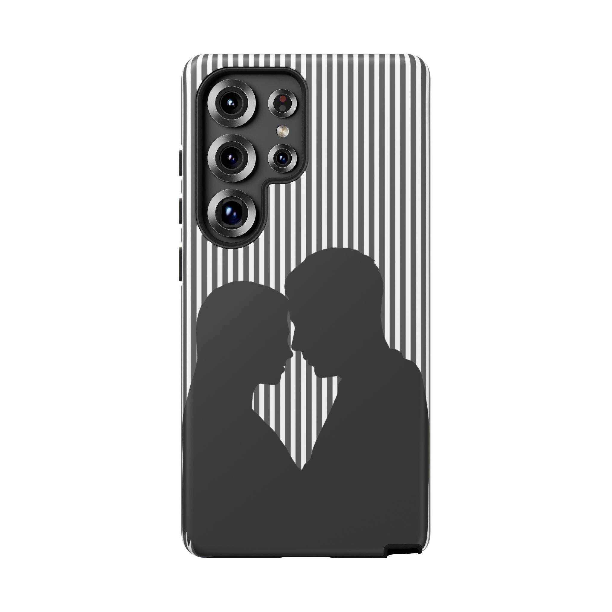 Silhouette Couple Phone Case | Galentines Day Striped Black and white phone case, Stripe Iphone case - Iphone, Samsung and Pixel Mobile case