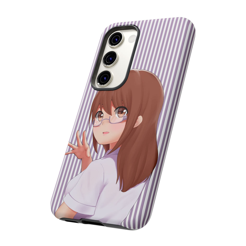 Galentines Day Striped lines mobile case, Glasses Anime Girl Stripe Iphone case | Tough Cases - Iphone, Samsung and Pixel Mobile cases