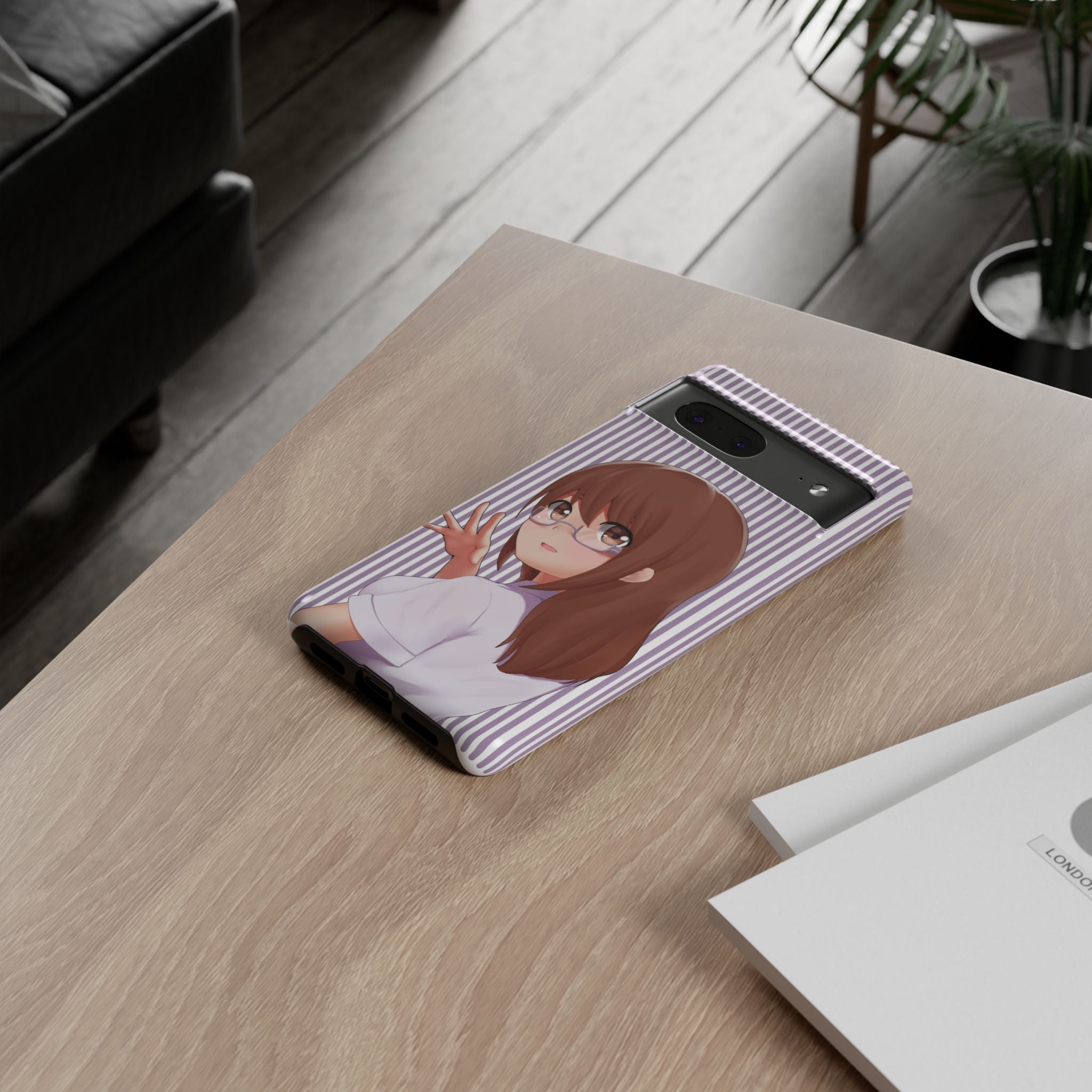 Galentines Day Striped lines mobile case, Glasses Anime Girl Stripe Iphone case | Tough Cases - Iphone, Samsung and Pixel Mobile cases