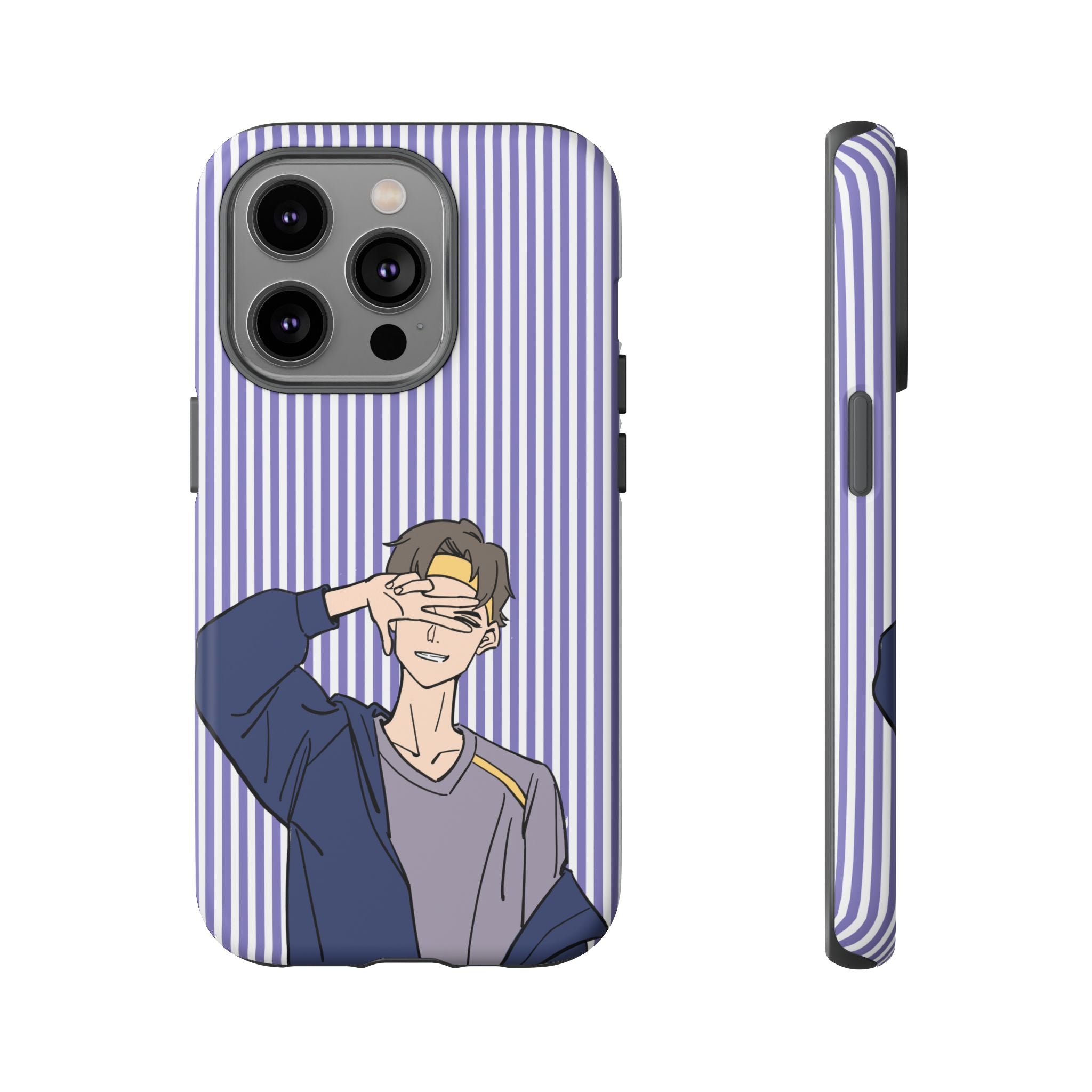 Casual Anime Guy Phone Case | Valentines Day Striped Lines phone case, Purple Stripe Iphone case - Iphone, Samsung and Pixel Mobile cases
