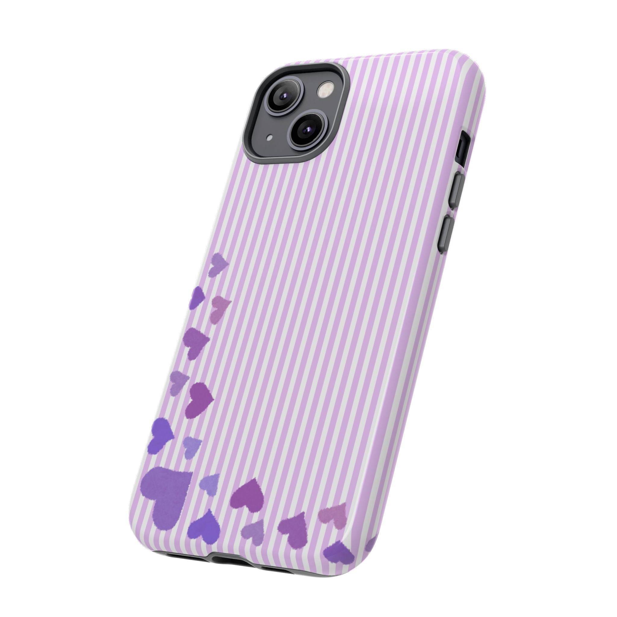 Valentines Day Striped hearts phone case, Purple Heart Floral Stripe Iphone case | Tough Cases - Iphone, Samsung and Pixel Mobile cases