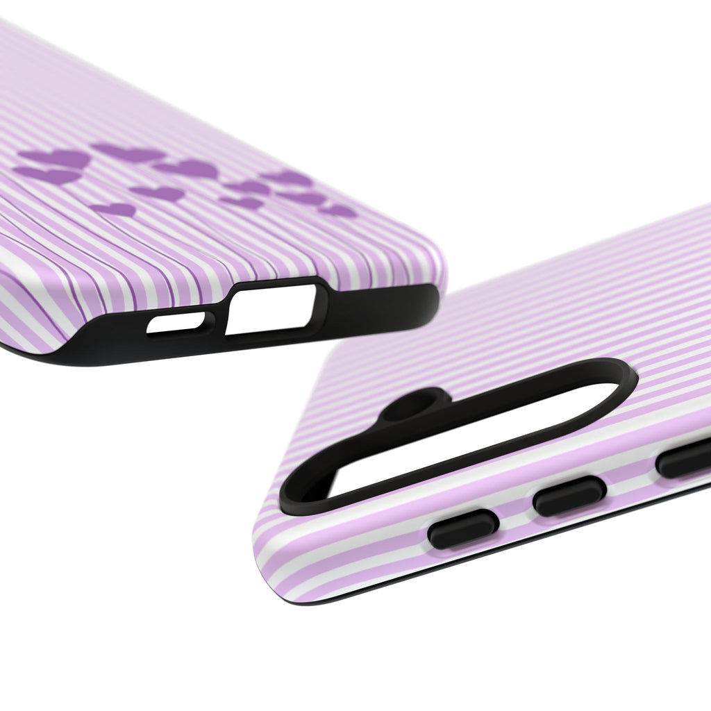 Galentines Day Striped hearts phone case, Purple Heart Floral Stripe Iphone case | Tough Cases - Iphone, Samsung and Pixel Mobile cases