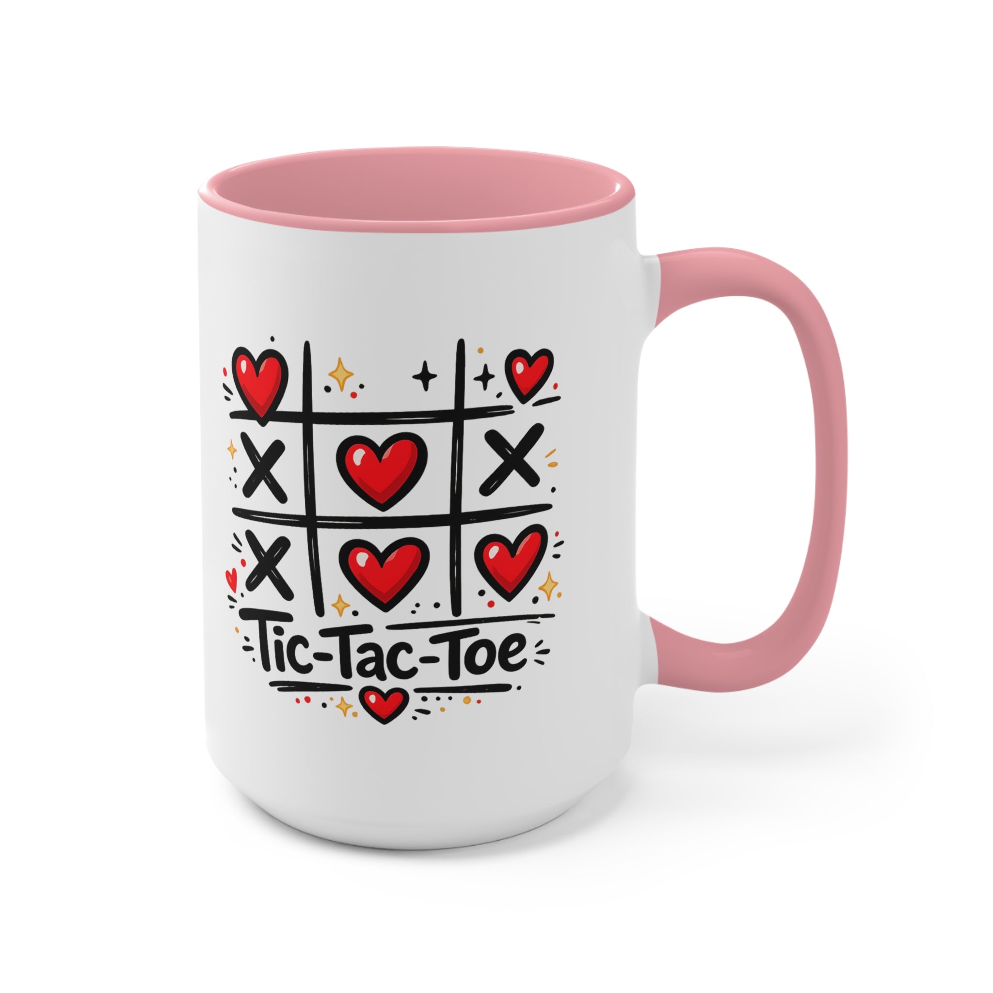 Love Tic-Tac-Toe Accent Mug — Cute Heart Game Ceramic Coffee Cup
