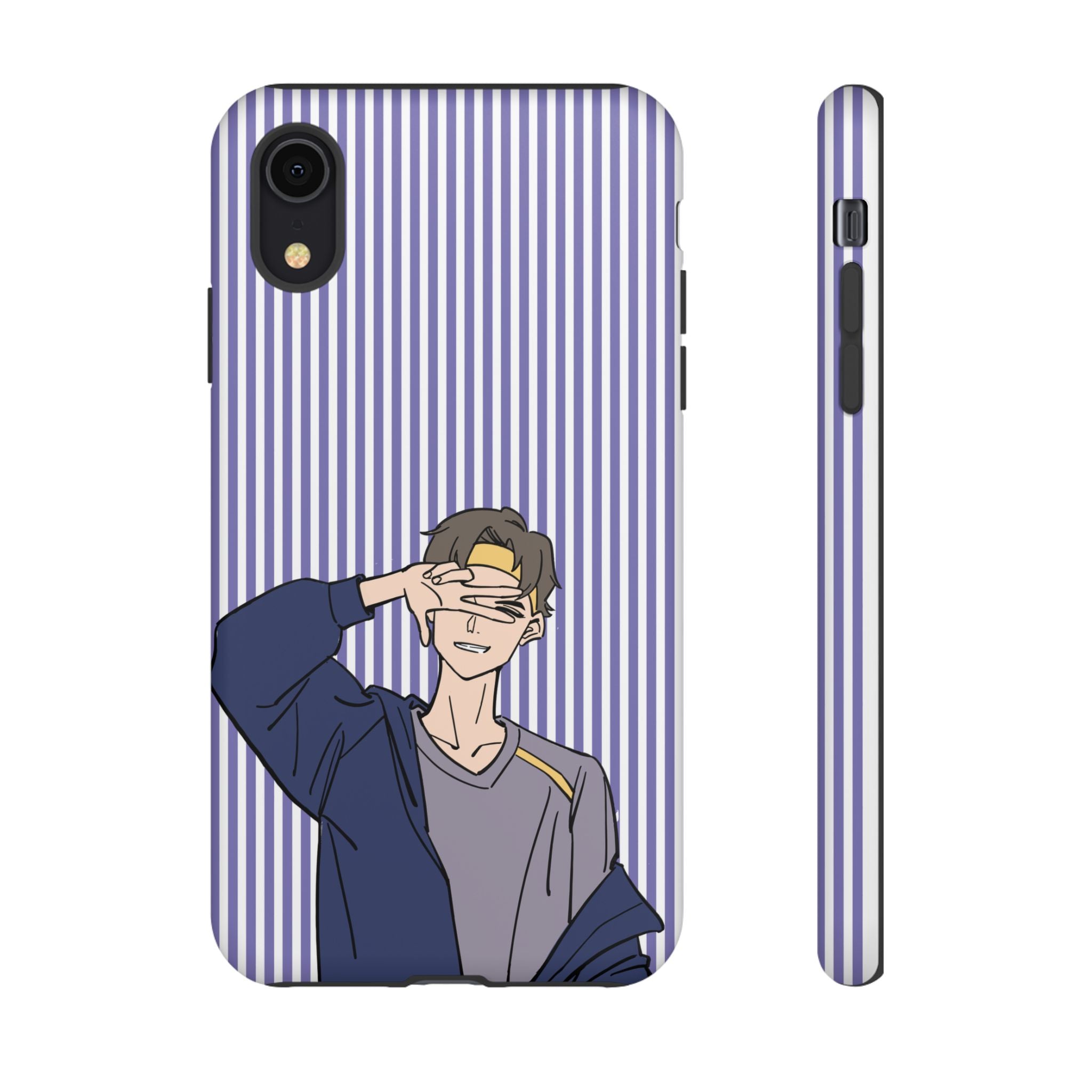 Casual Anime Guy Phone Case | Valentines Day Striped Lines phone case, Purple Stripe Iphone case - Iphone, Samsung and Pixel Mobile cases