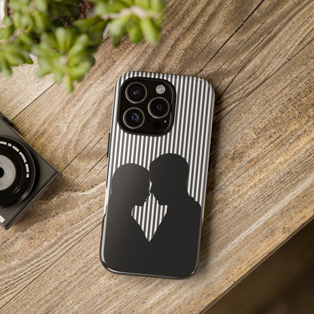 Silhouette Couple Phone Case | Galentines Day Striped Black and white phone case, Stripe Iphone case - Iphone, Samsung and Pixel Mobile case