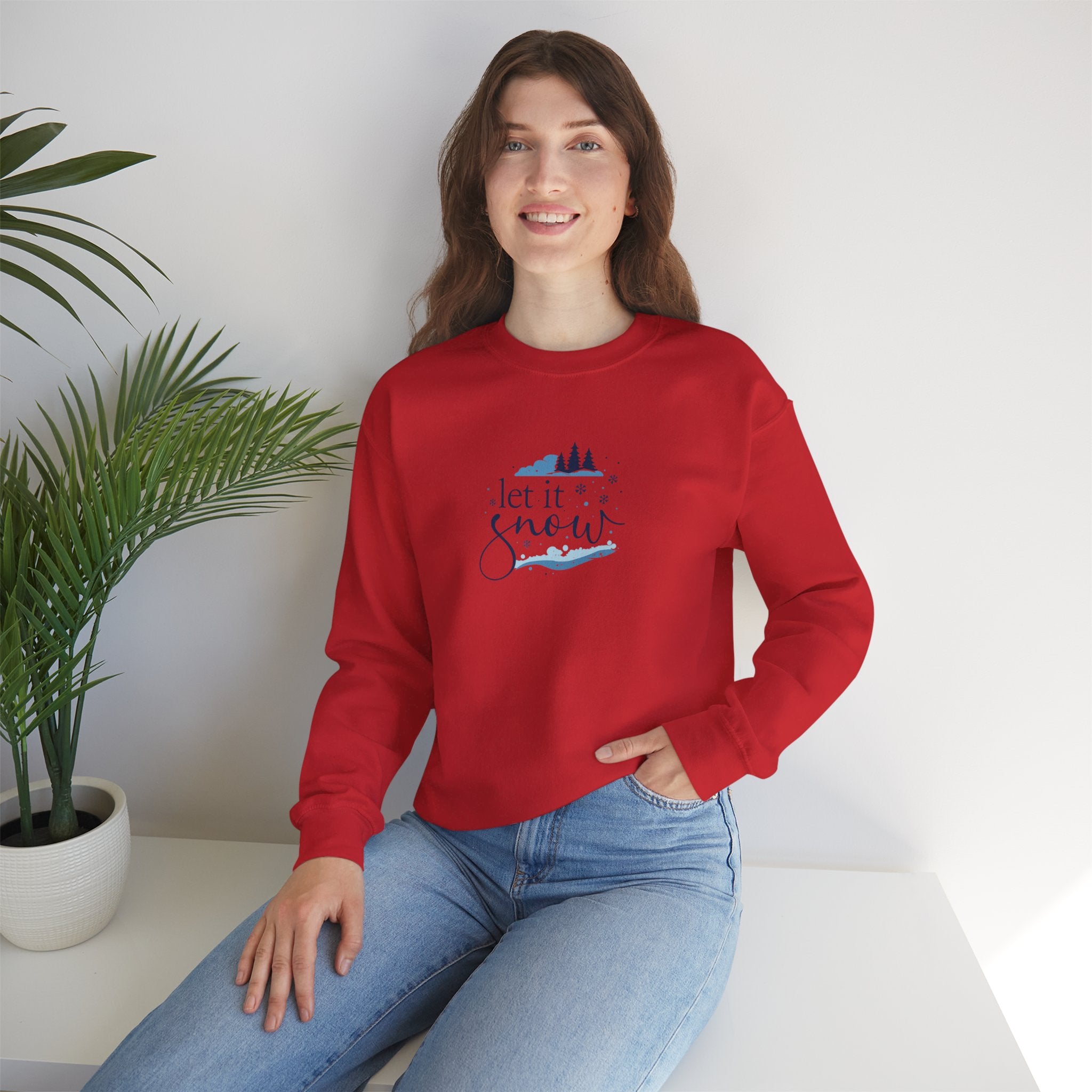 Let It Snow Sweatshirt Hoodie, Winter Lover Pullover, Snowflake Pine Trees Design, Cozy Unisex Adult & Youth Winter Gift, Christmas Season Top
