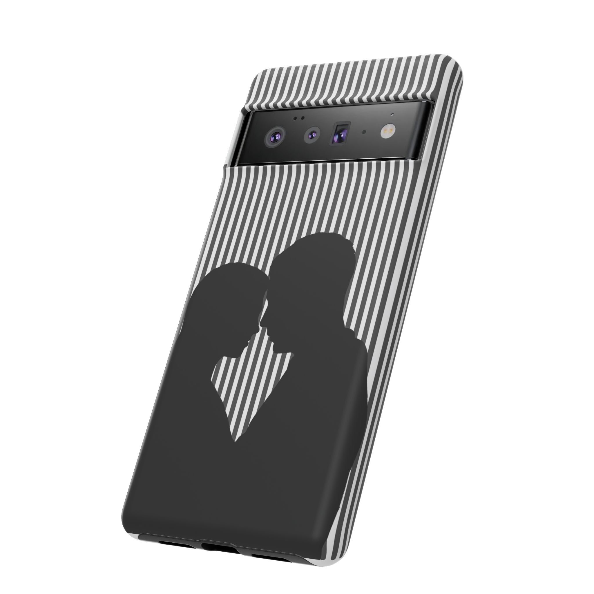 Silhouette Couple Phone Case | Galentines Day Striped Black and white phone case, Stripe Iphone case - Iphone, Samsung and Pixel Mobile case