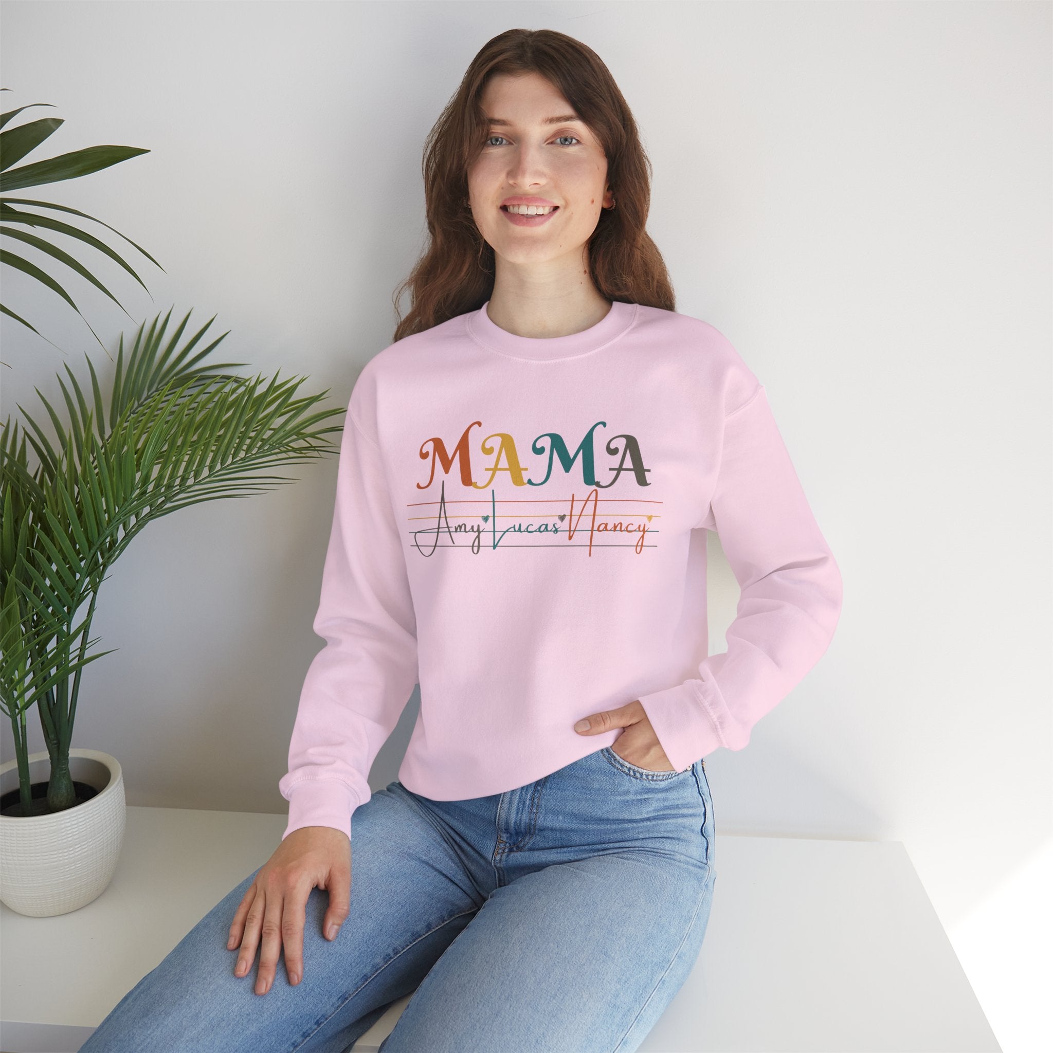 Custom Mama Sweatshirt with Kids Names, Personalized Mom Hoodie, Minimalist Mom Crewneck, Mothers Day Gift, New Mom Gift