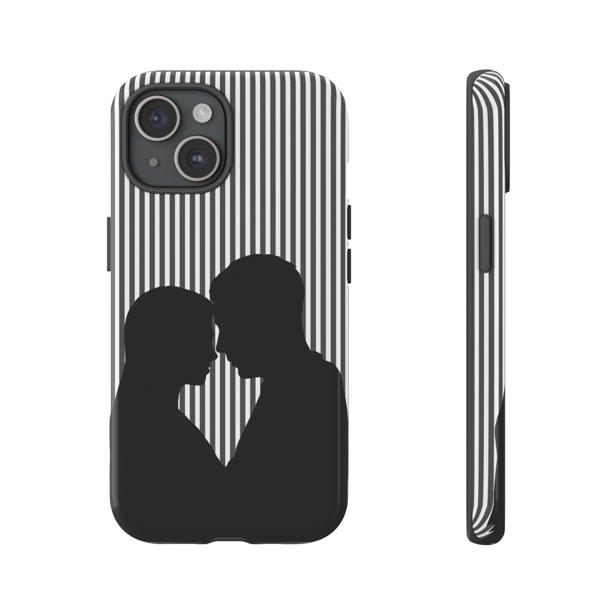 Silhouette Couple Phone Case | Galentines Day Striped Black and white phone case, Stripe Iphone case - Iphone, Samsung and Pixel Mobile case