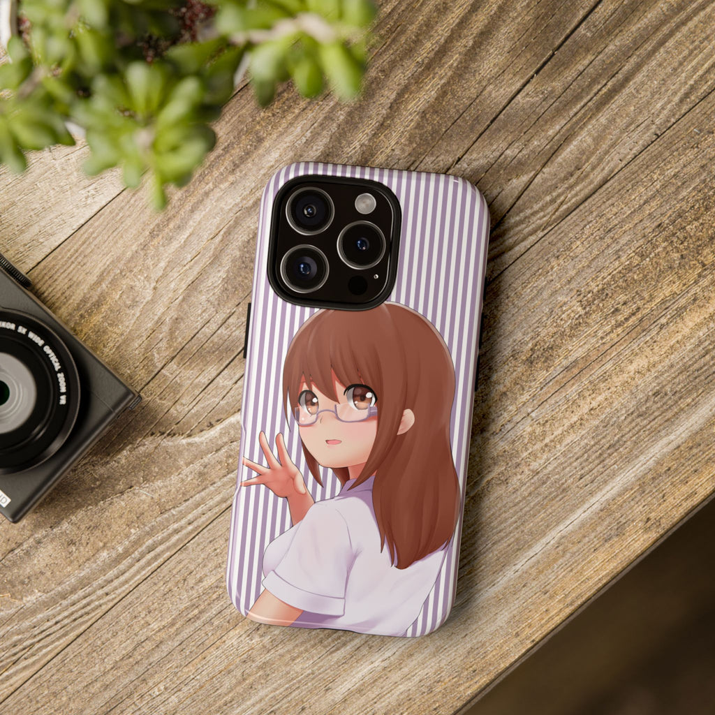 Galentines Day Striped lines mobile case, Glasses Anime Girl Stripe Iphone case | Tough Cases - Iphone, Samsung and Pixel Mobile cases