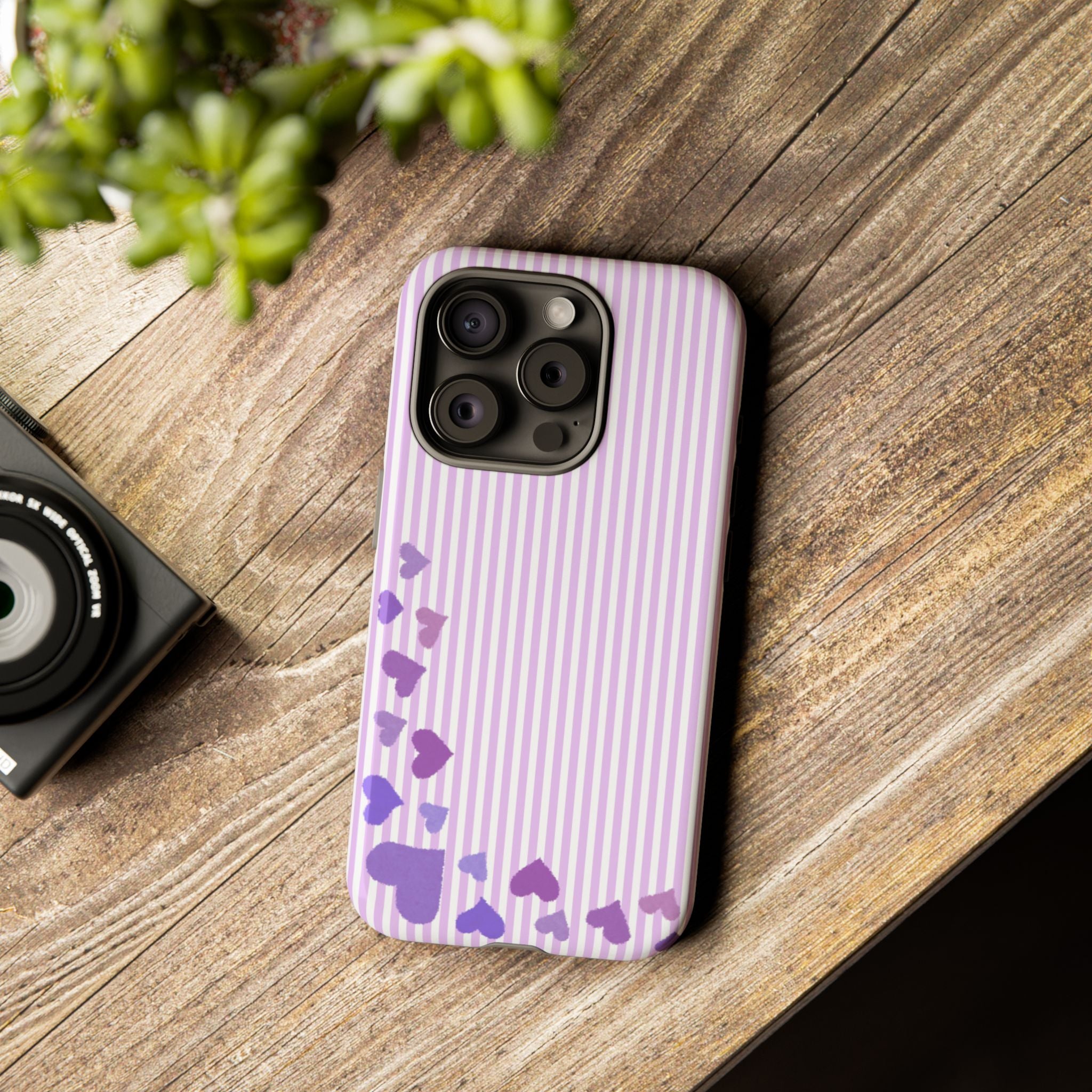 Valentines Day Striped hearts phone case, Purple Heart Floral Stripe Iphone case | Tough Cases - Iphone, Samsung and Pixel Mobile cases