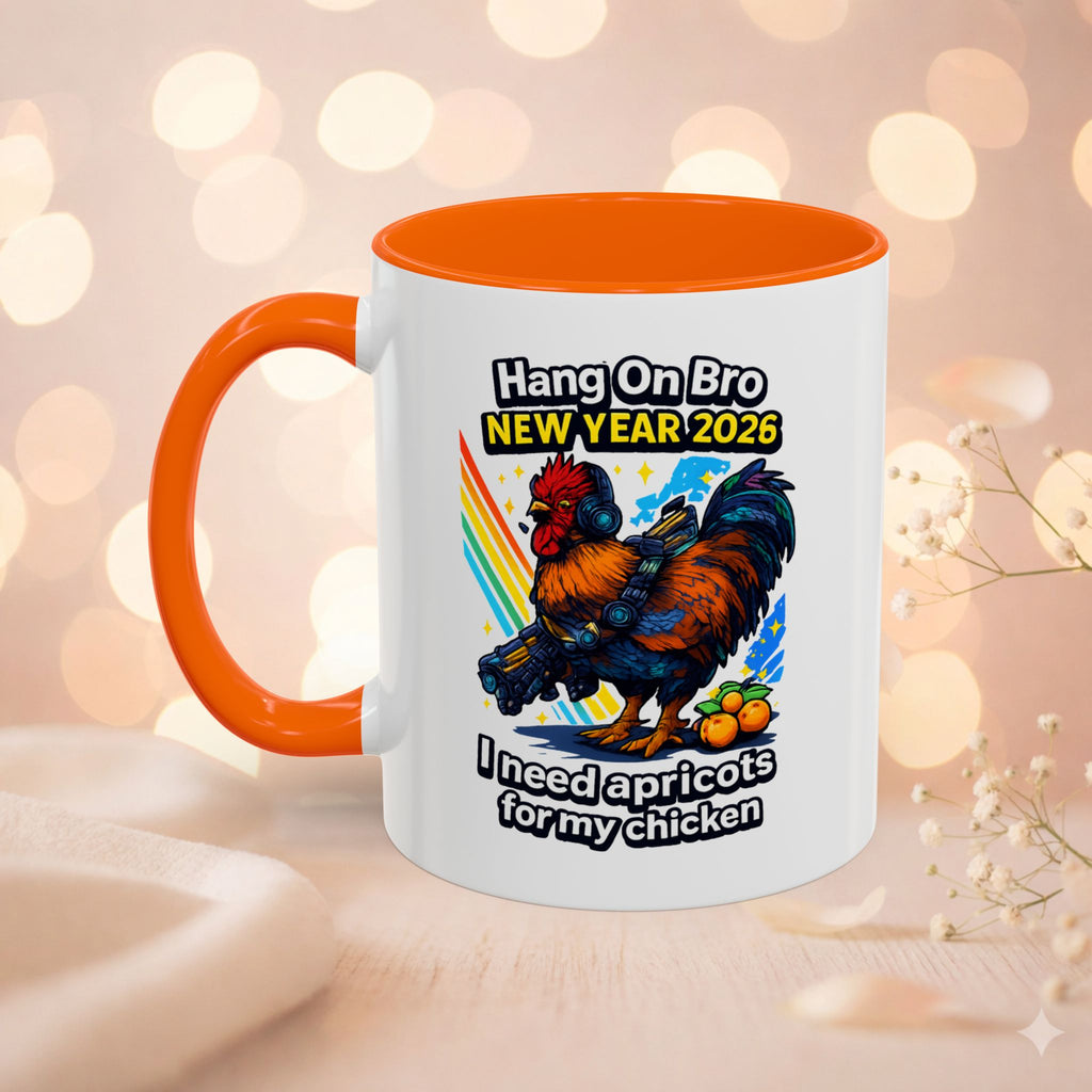 Hang On Bro 2026 Apricots Mug, Funny Rooster Gamer Coffee Mug 15oz Accent Cup, Arc Raiders Inspired Gift for Brother