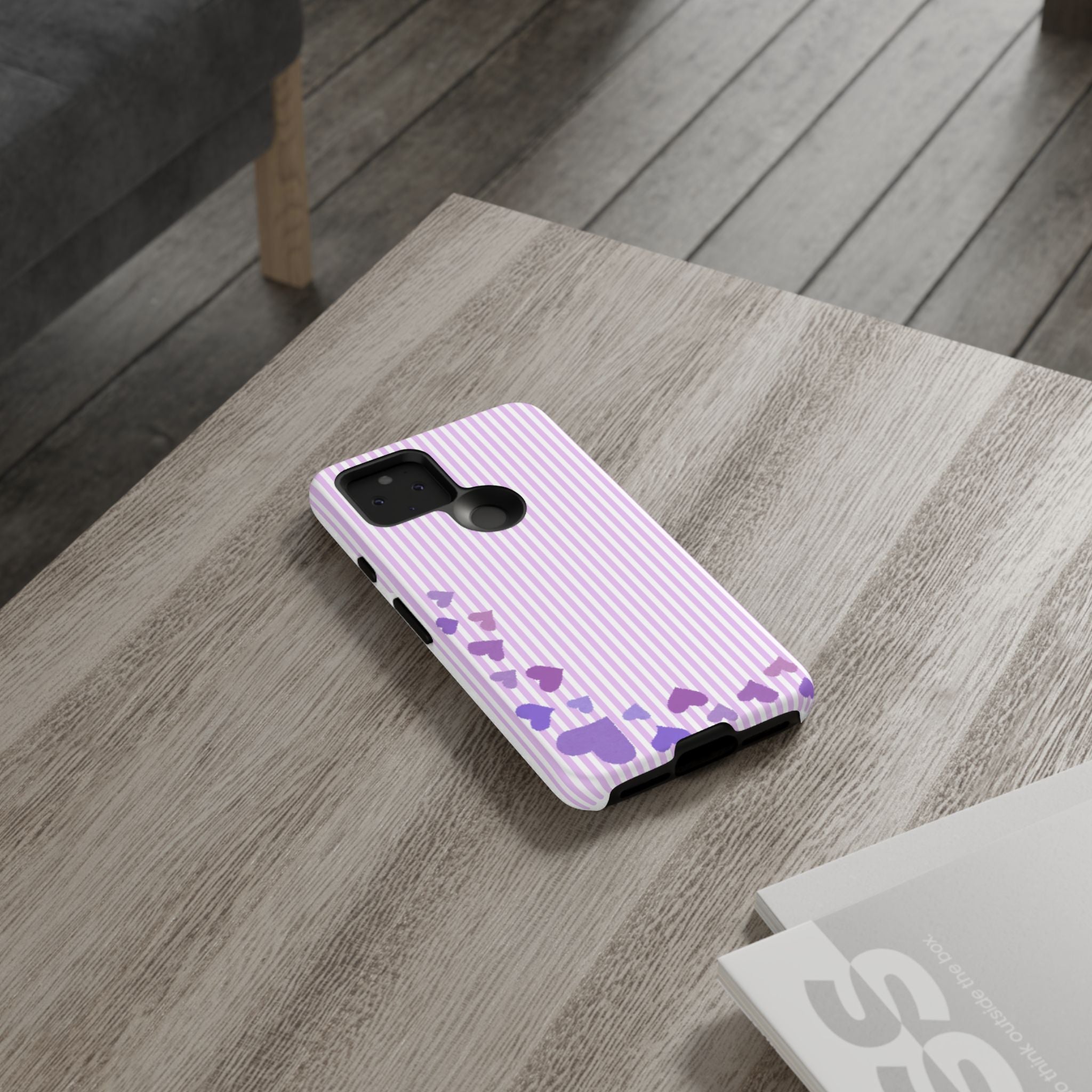 Valentines Day Striped hearts phone case, Purple Heart Floral Stripe Iphone case | Tough Cases - Iphone, Samsung and Pixel Mobile cases