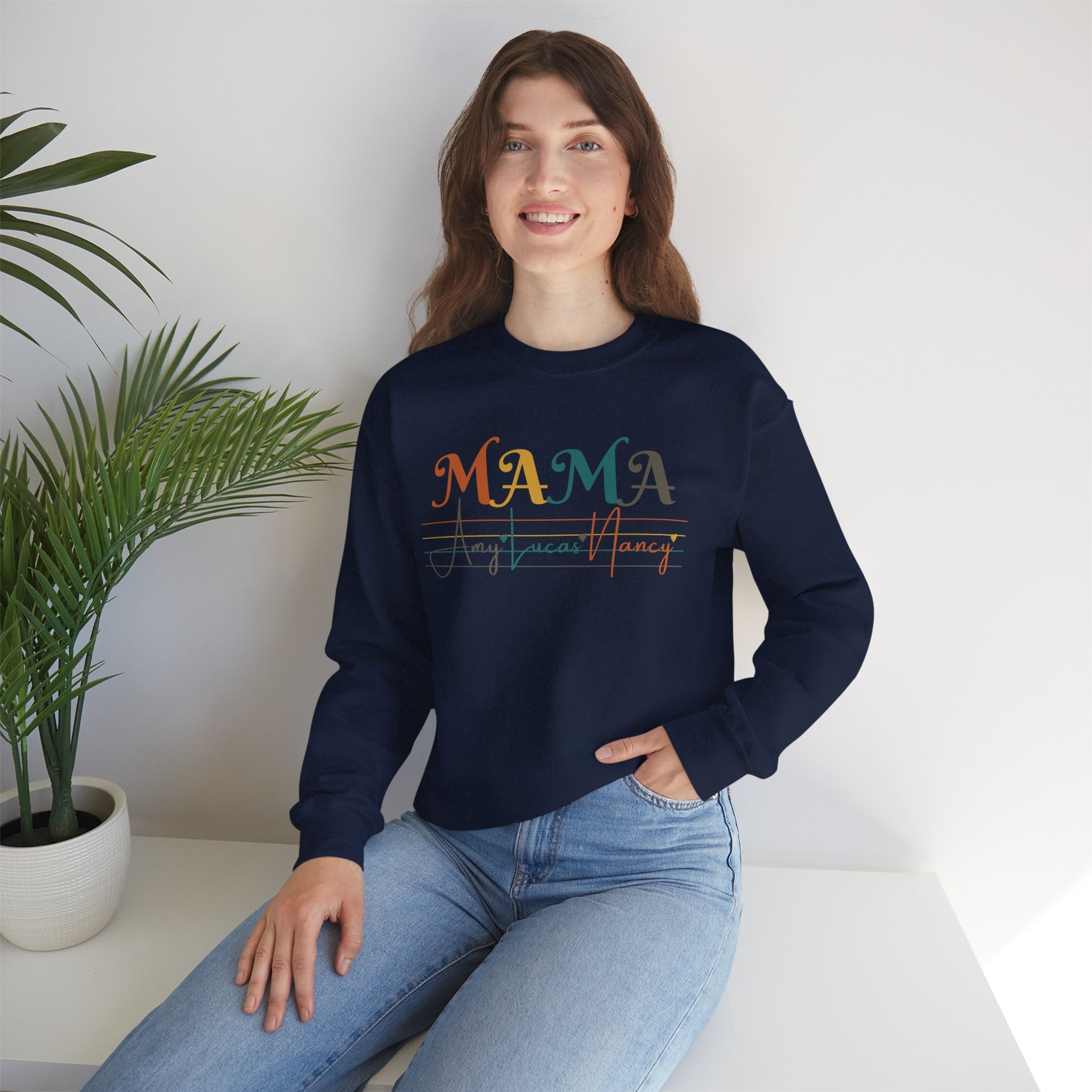Custom Mama Sweatshirt with Kids Names, Personalized Mom Hoodie, Minimalist Mom Crewneck, Mothers Day Gift, New Mom Gift