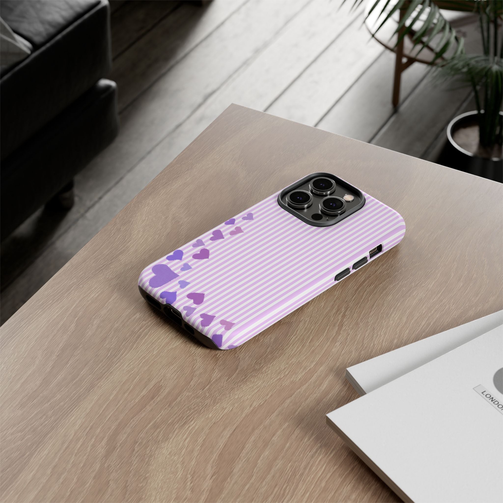 Valentines Day Striped hearts phone case, Purple Heart Floral Stripe Iphone case | Tough Cases - Iphone, Samsung and Pixel Mobile cases