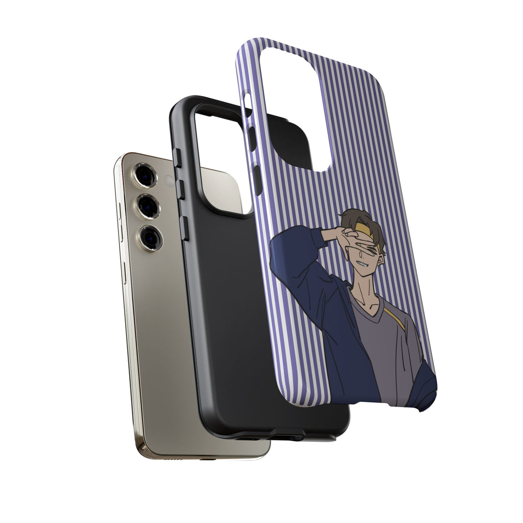 Casual Anime Guy Phone Case | Valentines Day Striped Lines phone case, Purple Stripe Iphone case - Iphone, Samsung and Pixel Mobile cases