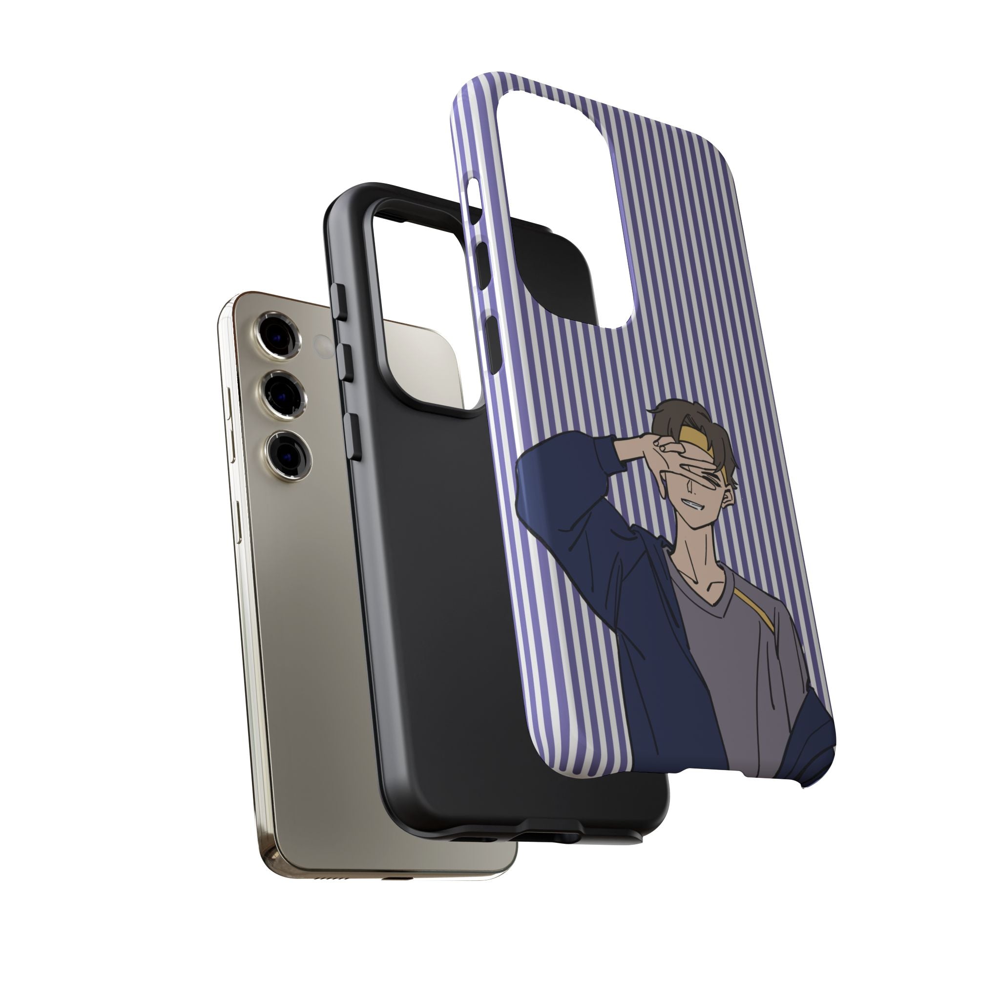 Casual Anime Guy Phone Case | Valentines Day Striped Lines phone case, Purple Stripe Iphone case - Iphone, Samsung and Pixel Mobile cases