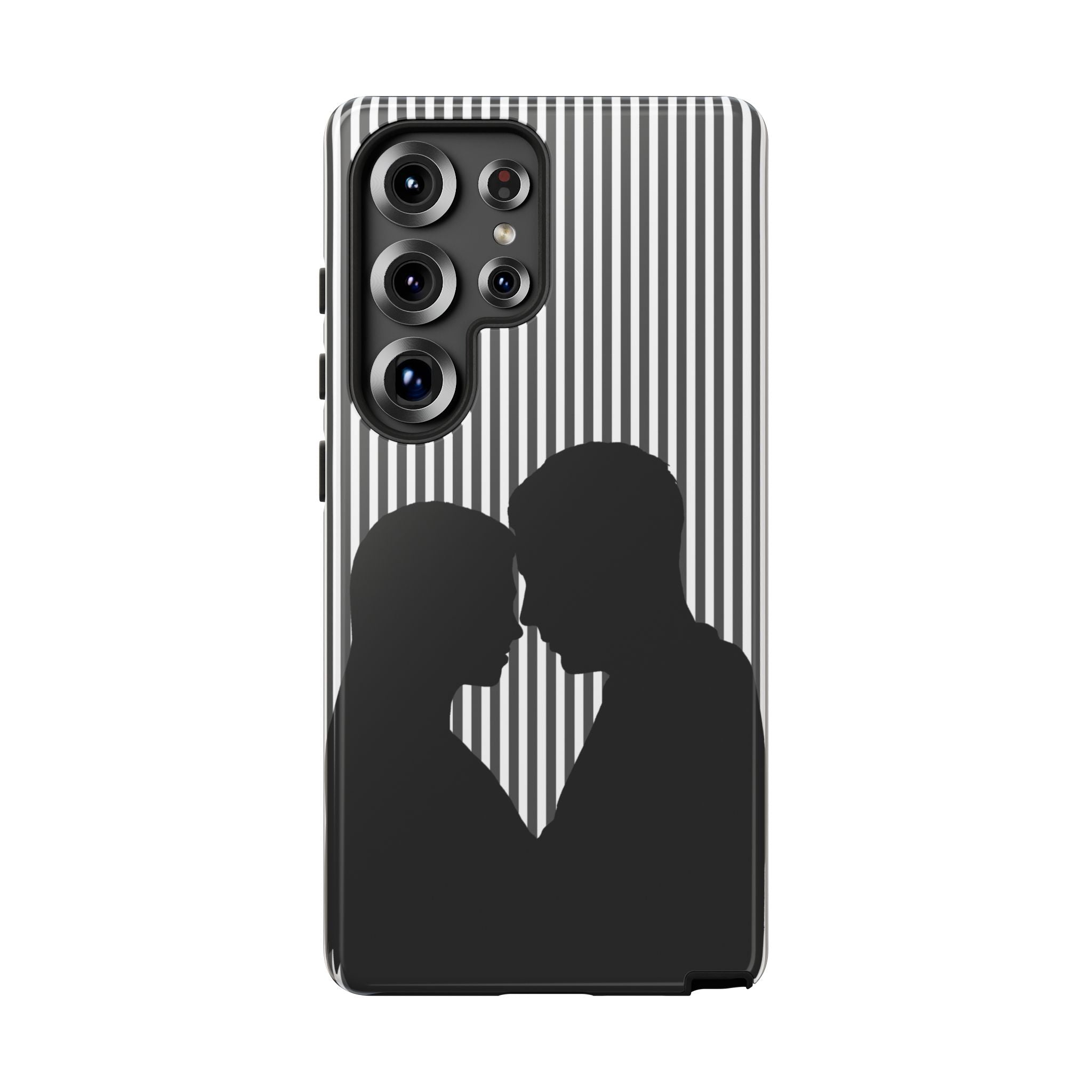 Silhouette Couple Phone Case | Galentines Day Striped Black and white phone case, Stripe Iphone case - Iphone, Samsung and Pixel Mobile case
