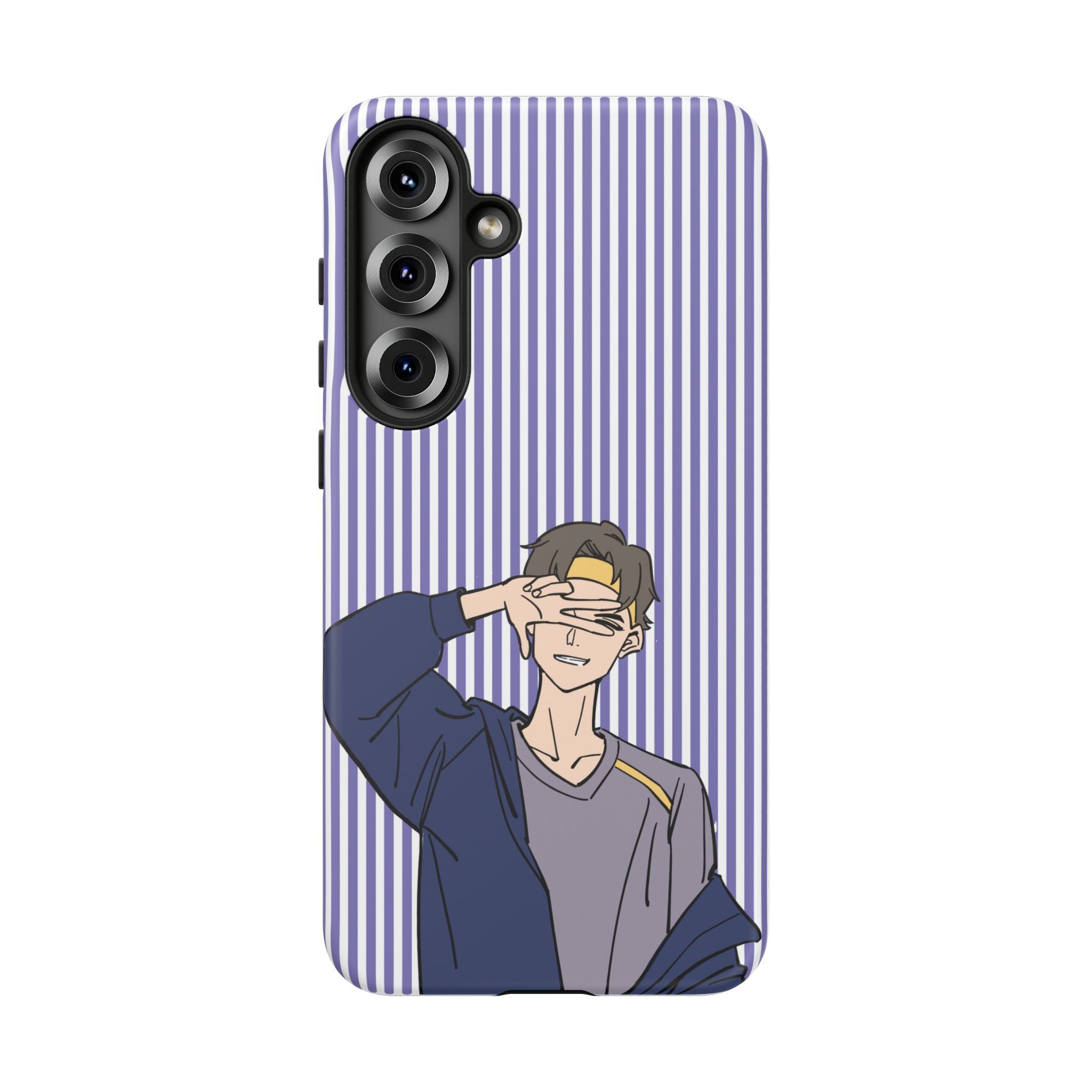 Casual Anime Guy Phone Case | Valentines Day Striped Lines phone case, Purple Stripe Iphone case - Iphone, Samsung and Pixel Mobile cases