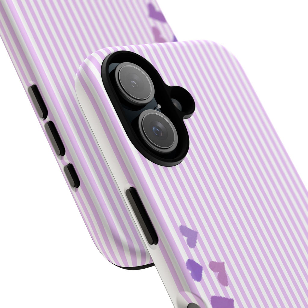 Valentines Day Striped hearts phone case, Purple Heart Floral Stripe Iphone case | Tough Cases - Iphone, Samsung and Pixel Mobile cases
