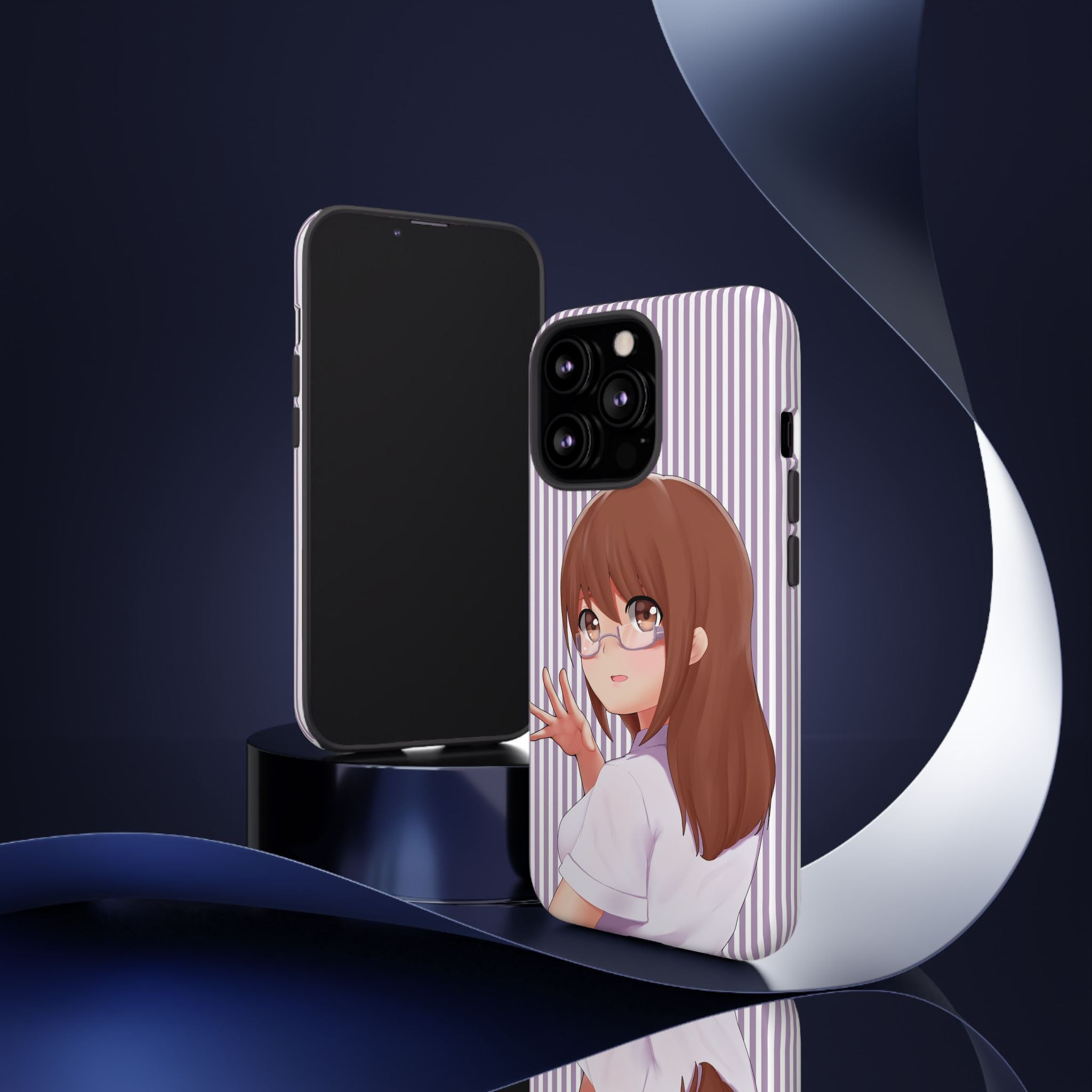 Galentines Day Striped lines mobile case, Glasses Anime Girl Stripe Iphone case | Tough Cases - Iphone, Samsung and Pixel Mobile cases